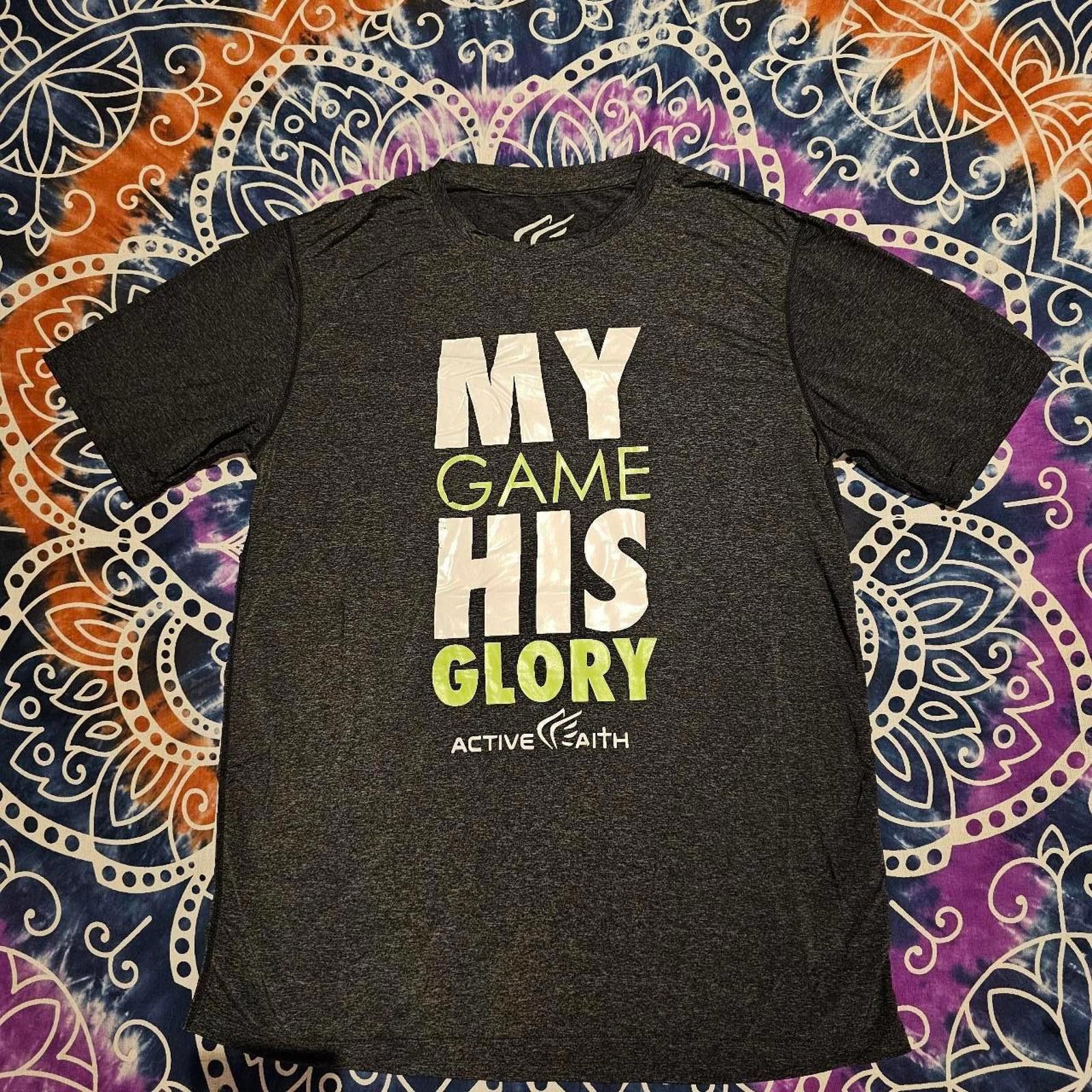 Designer Men's Grey and Green Active Faith T-shirt Size US M / EU 48-50 / 2 - 1 Thumbnail