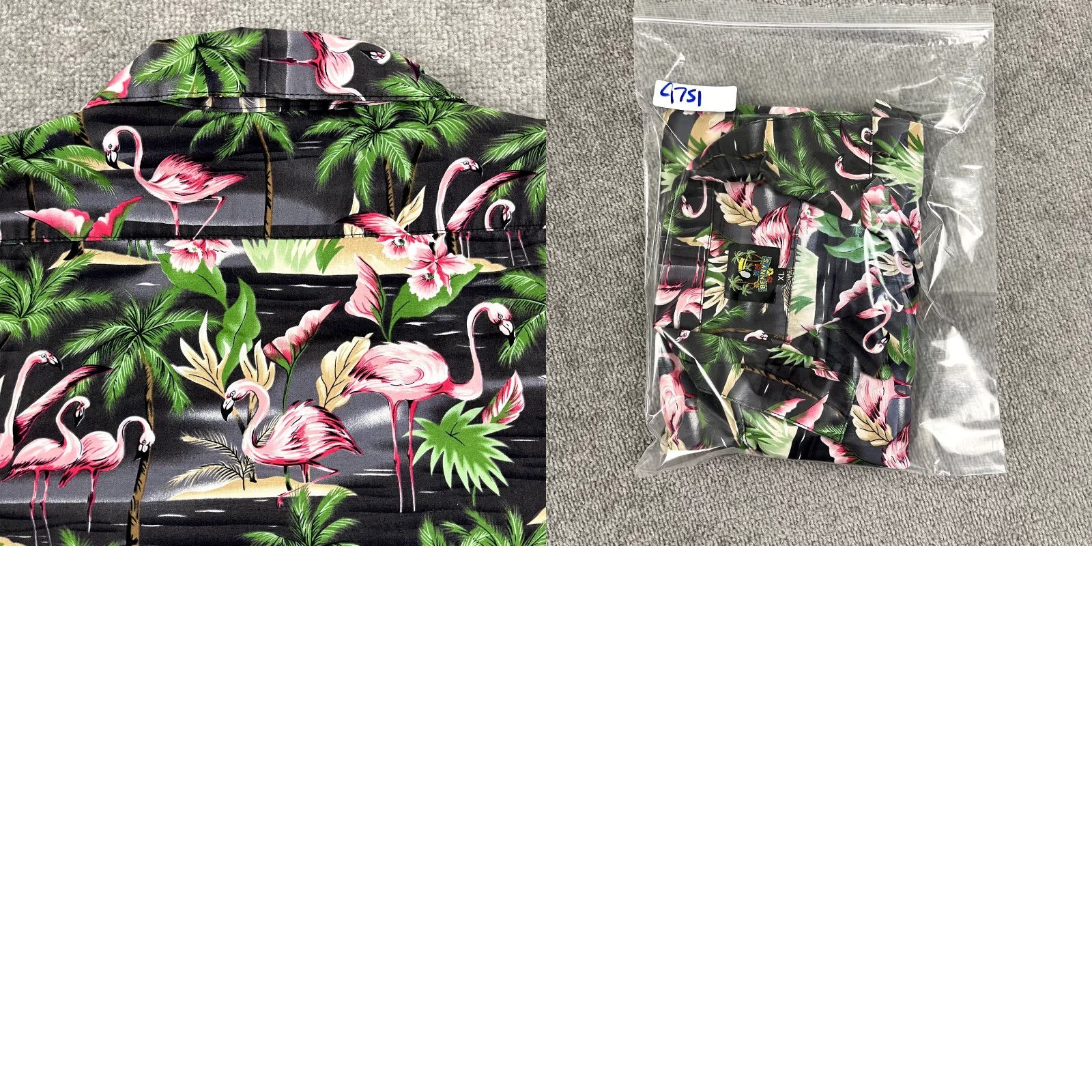 Vintage VINTAGE BENNYS Shirt Womens XL Gray Flamingo Hawaiian Button Up Short Sleeve Made in USA Size M / US 6-8 / IT 42-44 - 8 Thumbnail