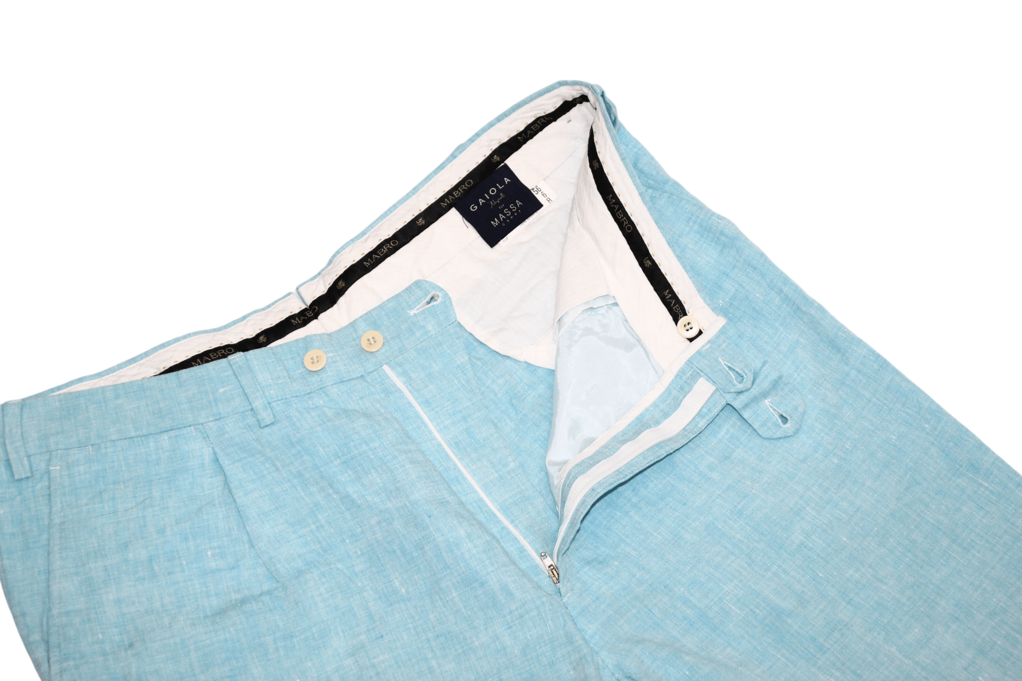 Eidos Napoli Gaiola Napoli x Massa Capri Aquamarine Pure Linen Trousers Size US 40 / EU 56 - 3 Thumbnail