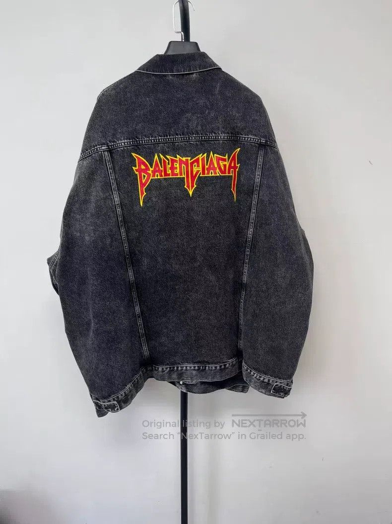 Balenciaga Logo Print Lapel Single Button Long Sleeve Deni