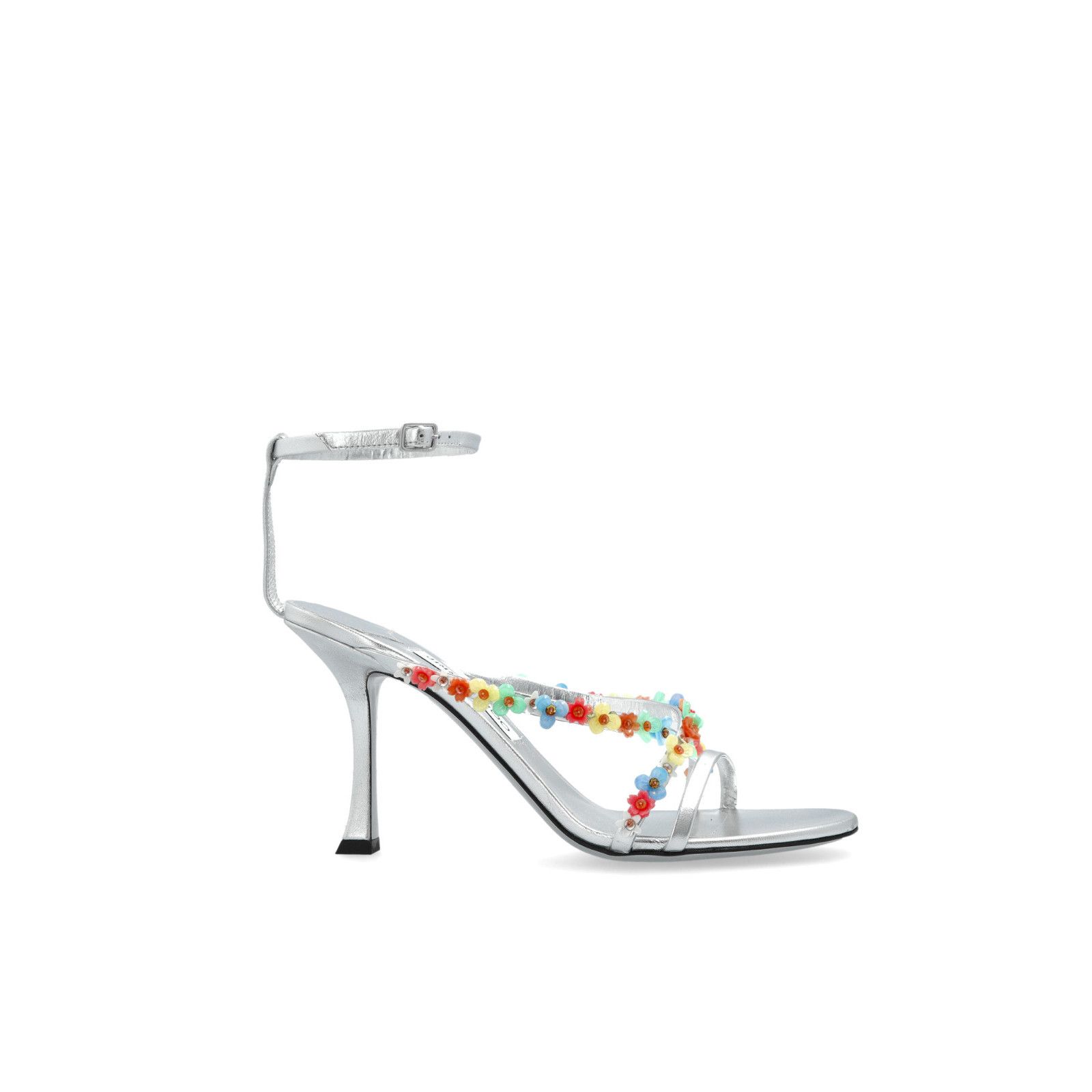 JIMMY CHOO 'Blanche' Silver Heeled Sandals New & Authentic (