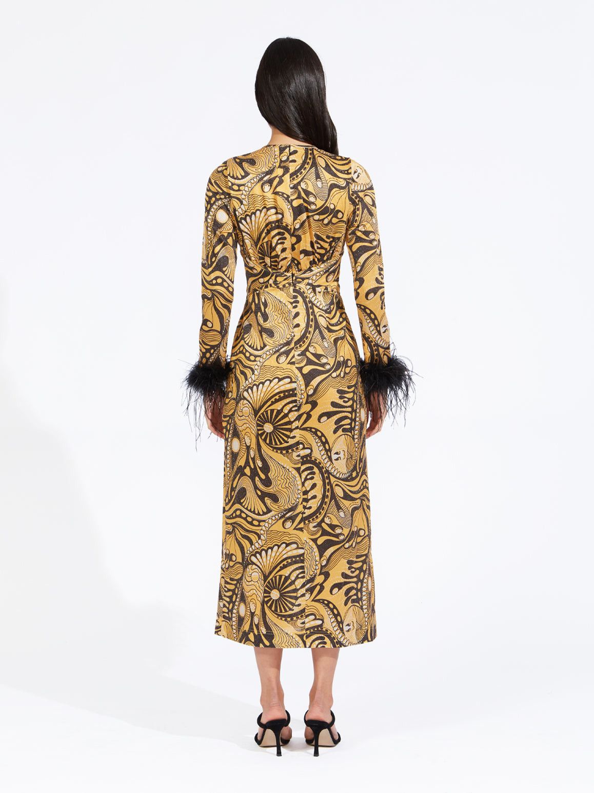 Alice McCall GOLD DUST FEATHER MIDI DRESS Size M / US 6-8 / IT 42-44 - 2 Thumbnail