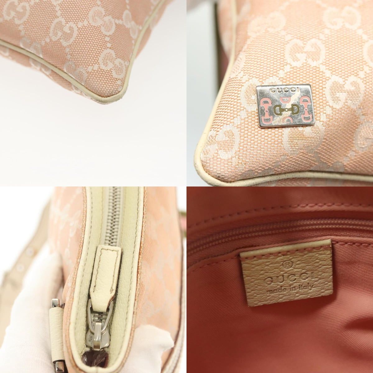 Gucci GUCCI GG Canvas Sherry Line Shoulder Bag Pink Silver Khaki Size ONE SIZE - 11 Thumbnail