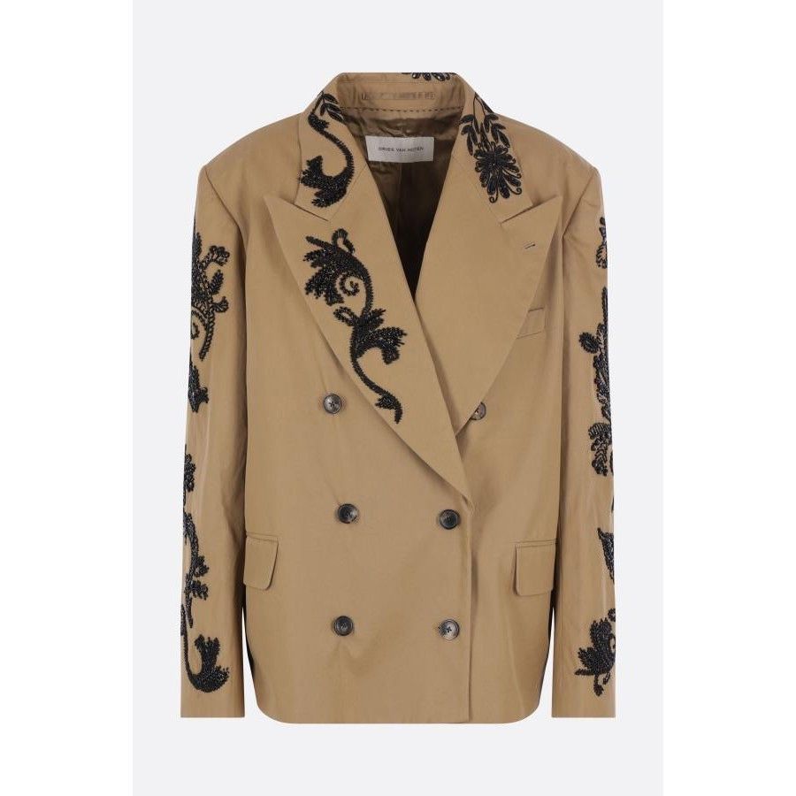 Dries Van Noten DRIES VAN NOTEN Brown Bosea Twill Double-Breasted Jacket New Size XS / US 0-2 / IT 36-38 - 1 Thumbnail