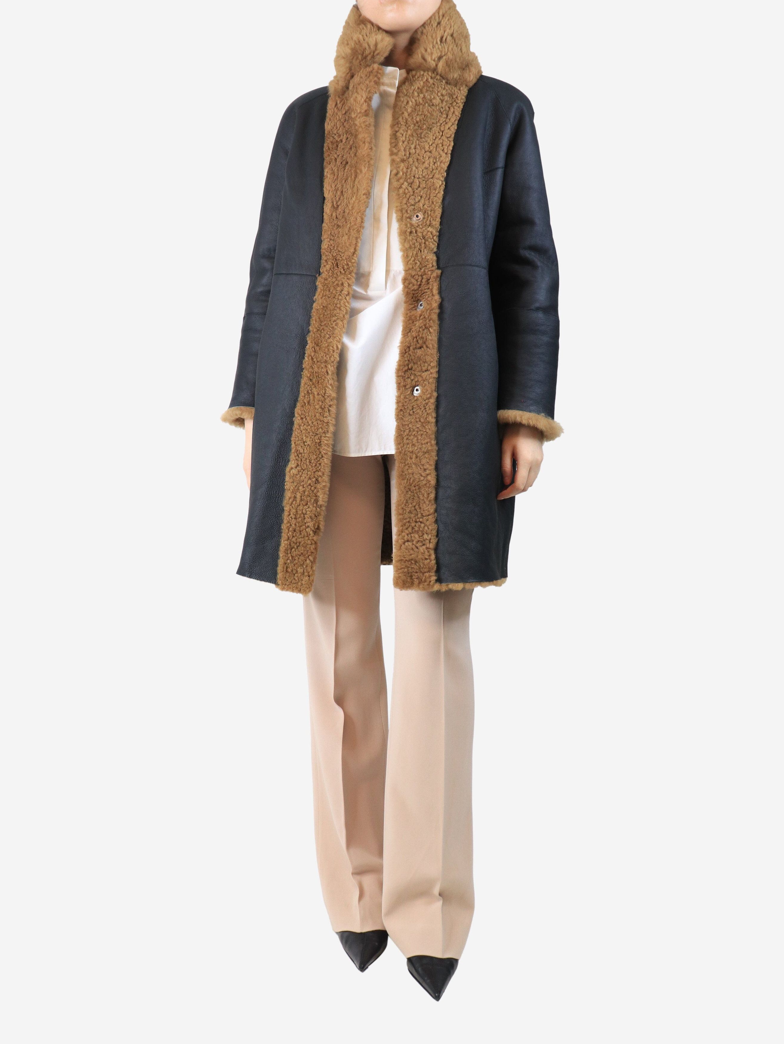 Other Brown and black reversible leather shearling coat - UK 14 Size L / US 10 / IT 46 - 1 Thumbnail