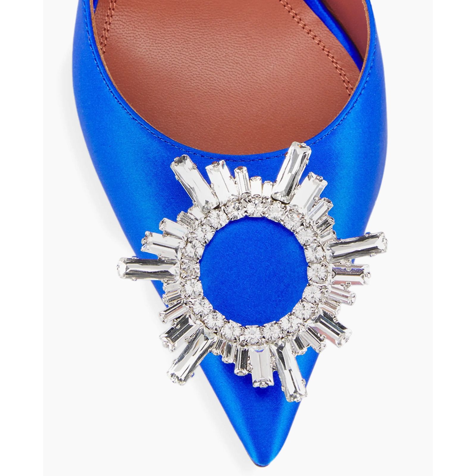 Amina Muaddi Amina Muaddi 95 Begum Sling Blue Satin Crystal Slingback Size US 9 / IT 39 - 9 Thumbnail