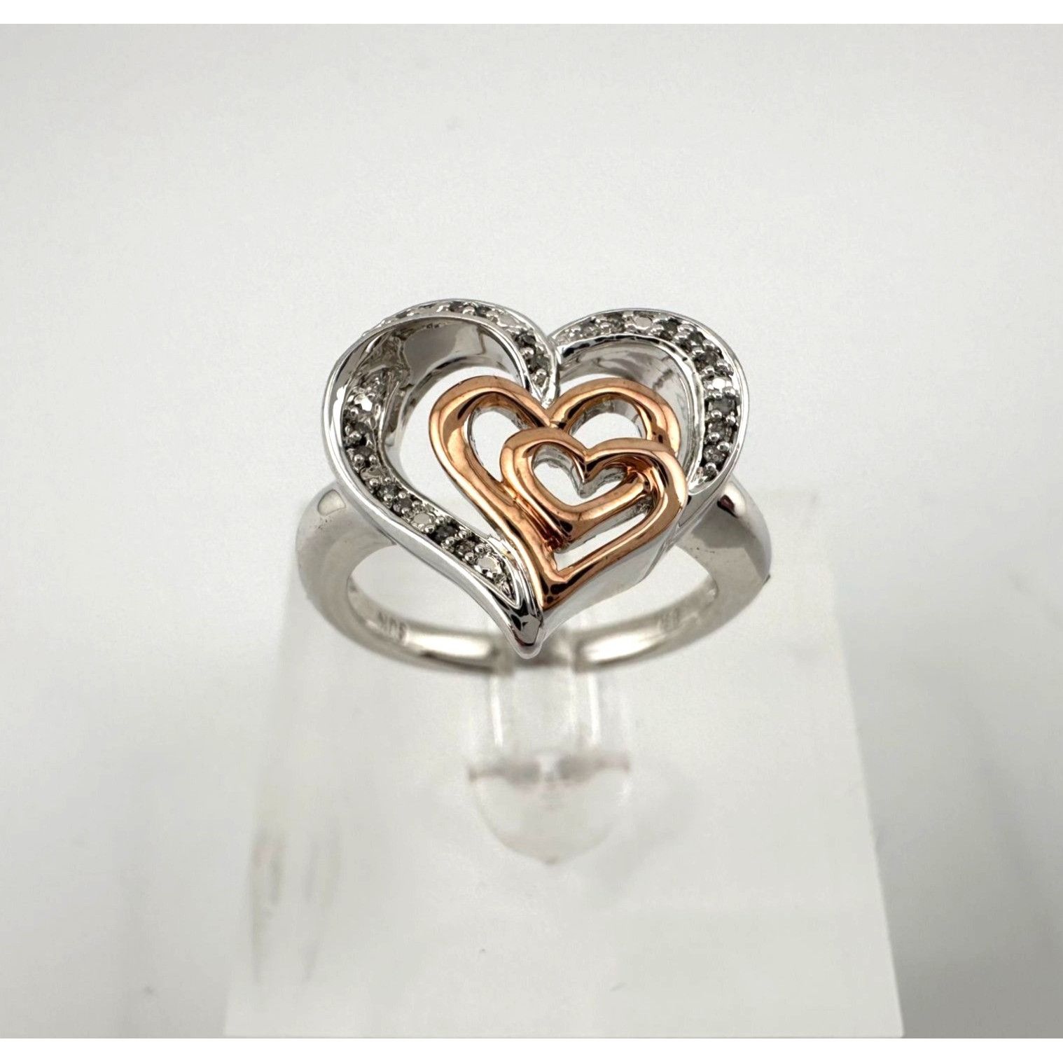 Other Natural Diamond Triple Heart Ring - Two Tone - Size 7.25 Size ONE SIZE - 3 Thumbnail