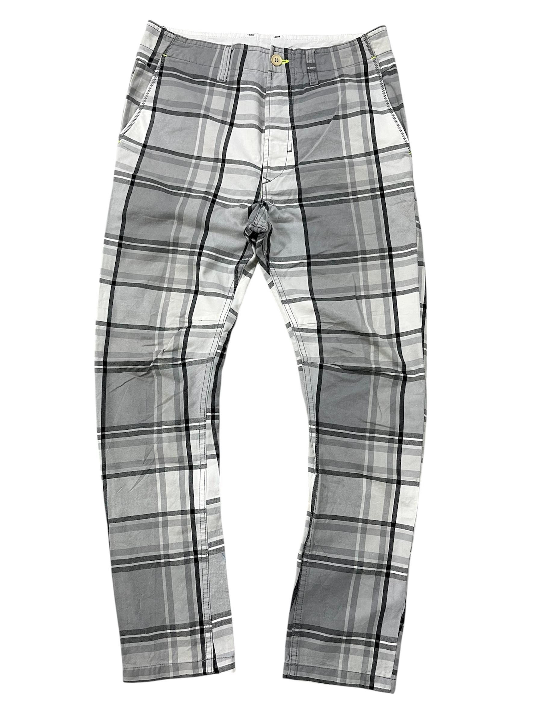 Diesel Diesel Grey Plaid Cotton Trousers Size US 31 - 1 Thumbnail