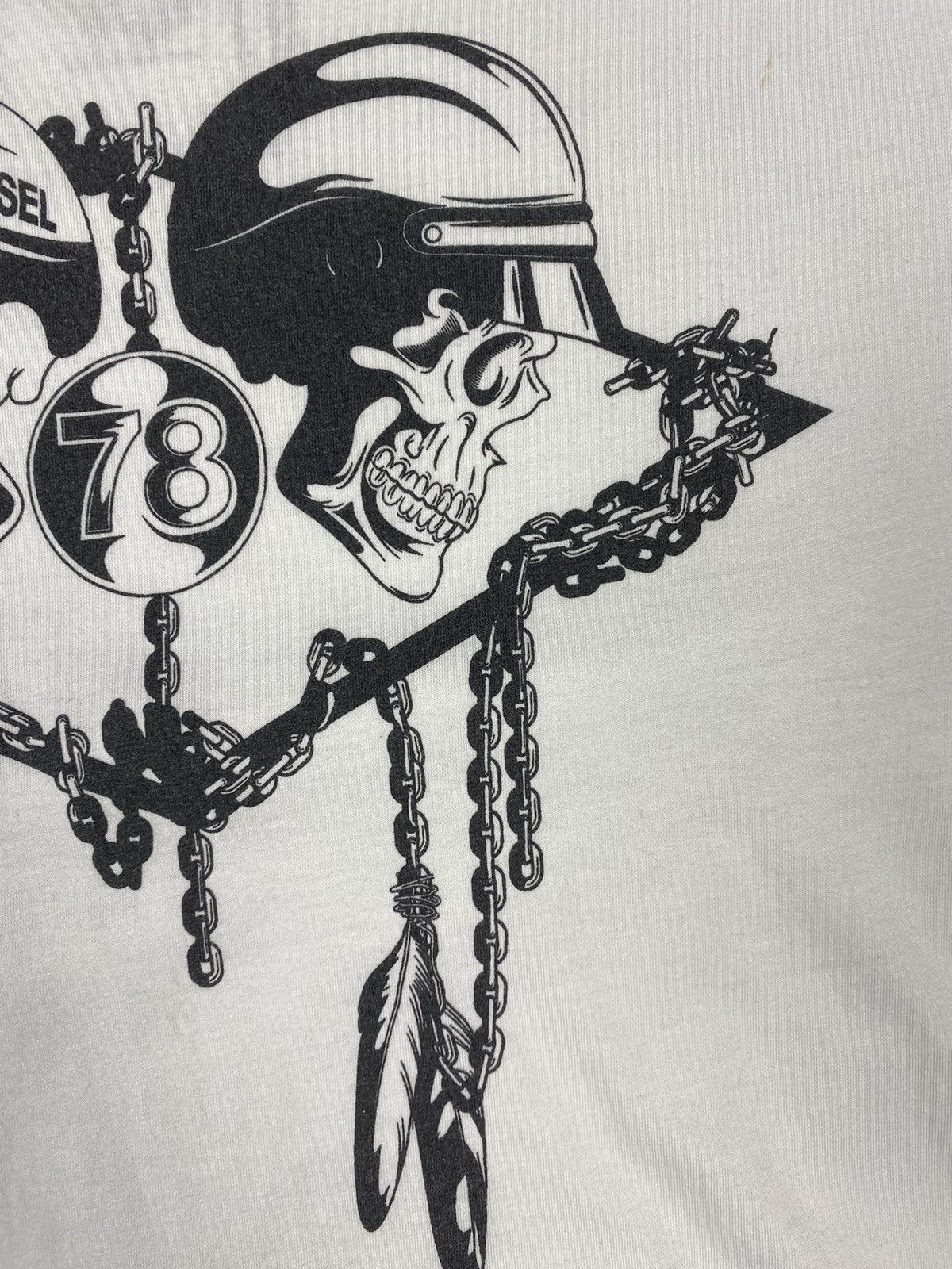 Diesel Vintage 00s Diesel Skulls Biker Motorcycle Y2K Tee Size US L / EU 52-54 / 3 - 8 Thumbnail