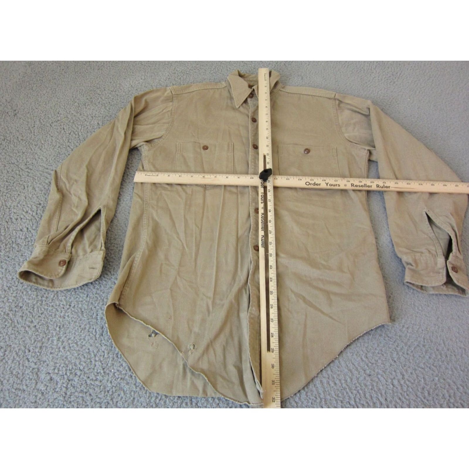 Dickies VINTAGE Dickies Shirt Mens M Brown True Adult Made USA 40s 50s Army Size US M / EU 48-50 / 2 - 7 Thumbnail