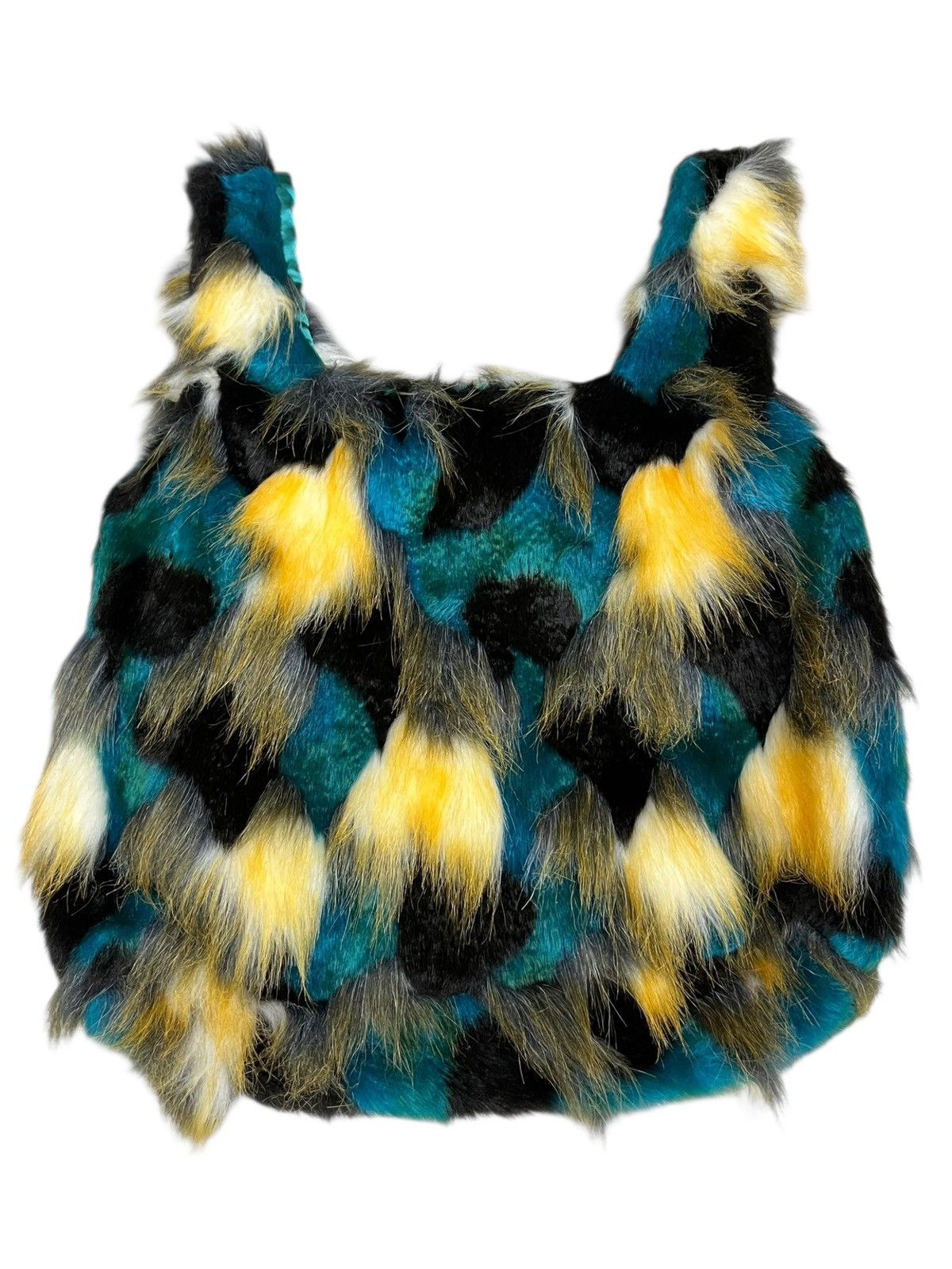 United Colors Of Benetton 🔥Benetton Faux Fur Magnetic Closure Tote Y2K LGB IF 6 9 Size ONE SIZE - 4 Thumbnail