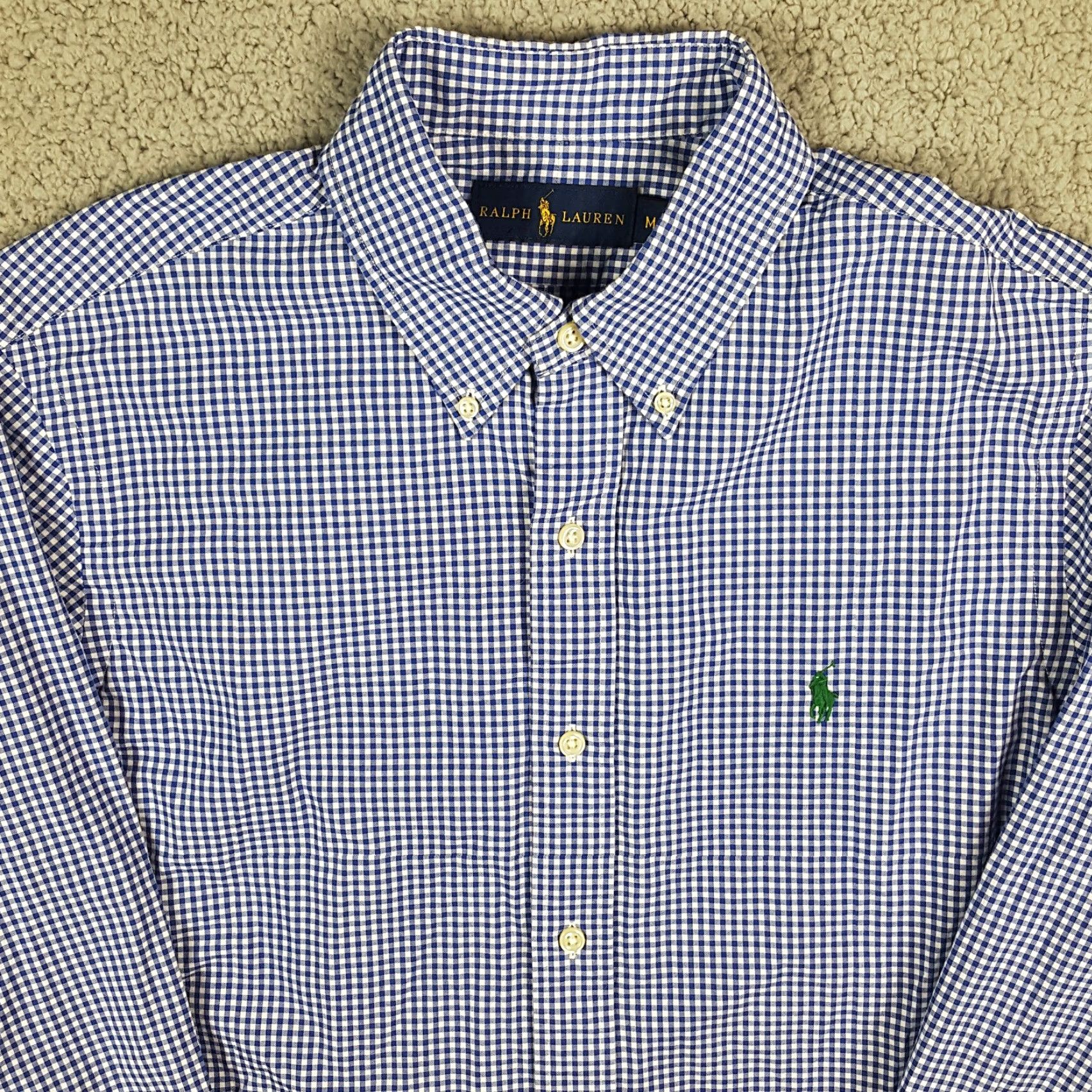 Ralph Lauren Vintage Ralph Lauren Men’s Medium Blue Plaid Gingham Cotton Button-Up Shirt Casual Preppy Retro 90s Size US M / EU 48-50 / 2 - 2 Thumbnail