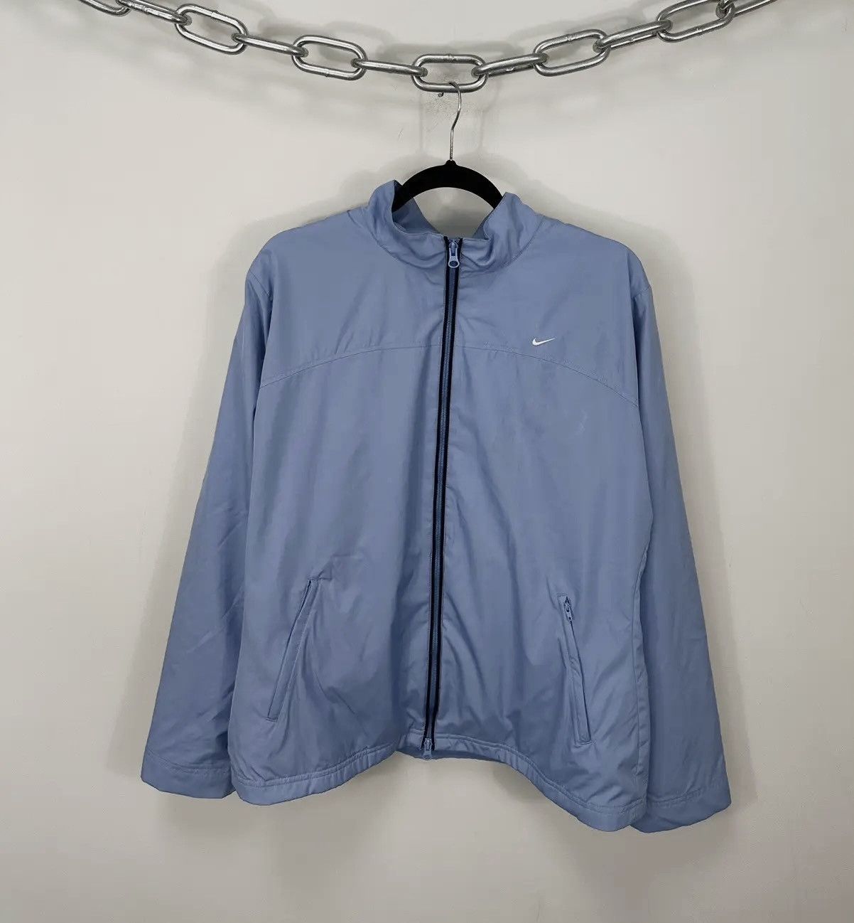Nike × Vintage Vintage Nike Y2K Light Blue Swoosh Hype Retro Drill Jacket Size US XL / EU 56 / 4 - 1 Thumbnail