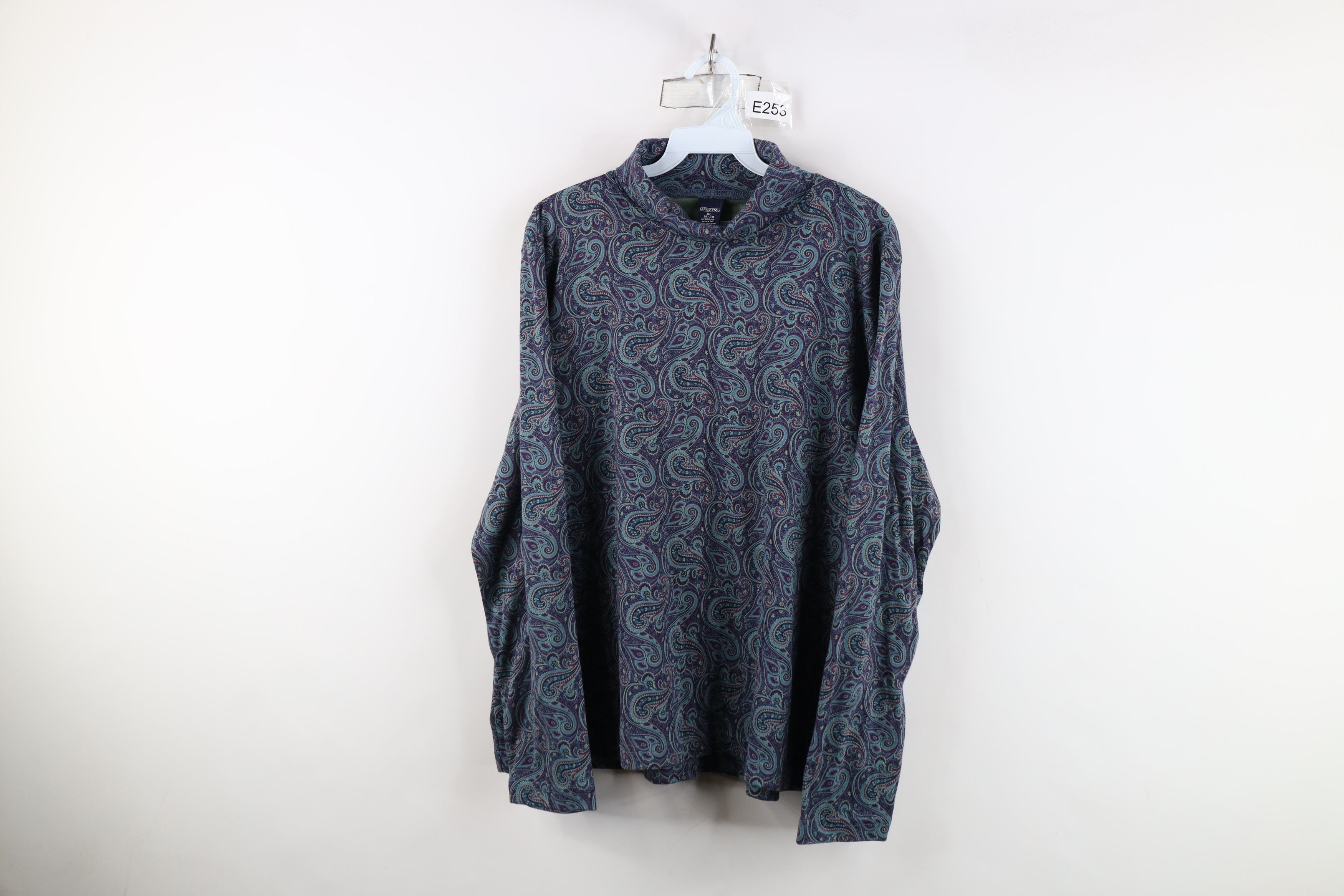 Lands' End Vintage 90s Lands End Paisley Long Sleeve Turtleneck T-Shirt Size XL / US 12-14 / IT 48-50 - 1 Thumbnail