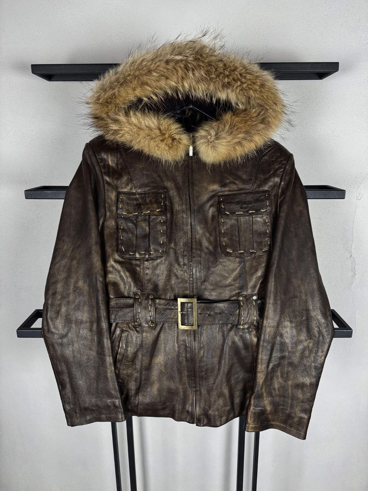 Vintage So Sick VTG Avant Garde Real Leather Jacket 90s Y2K Size S / US 4 / IT 40 - 3 Thumbnail