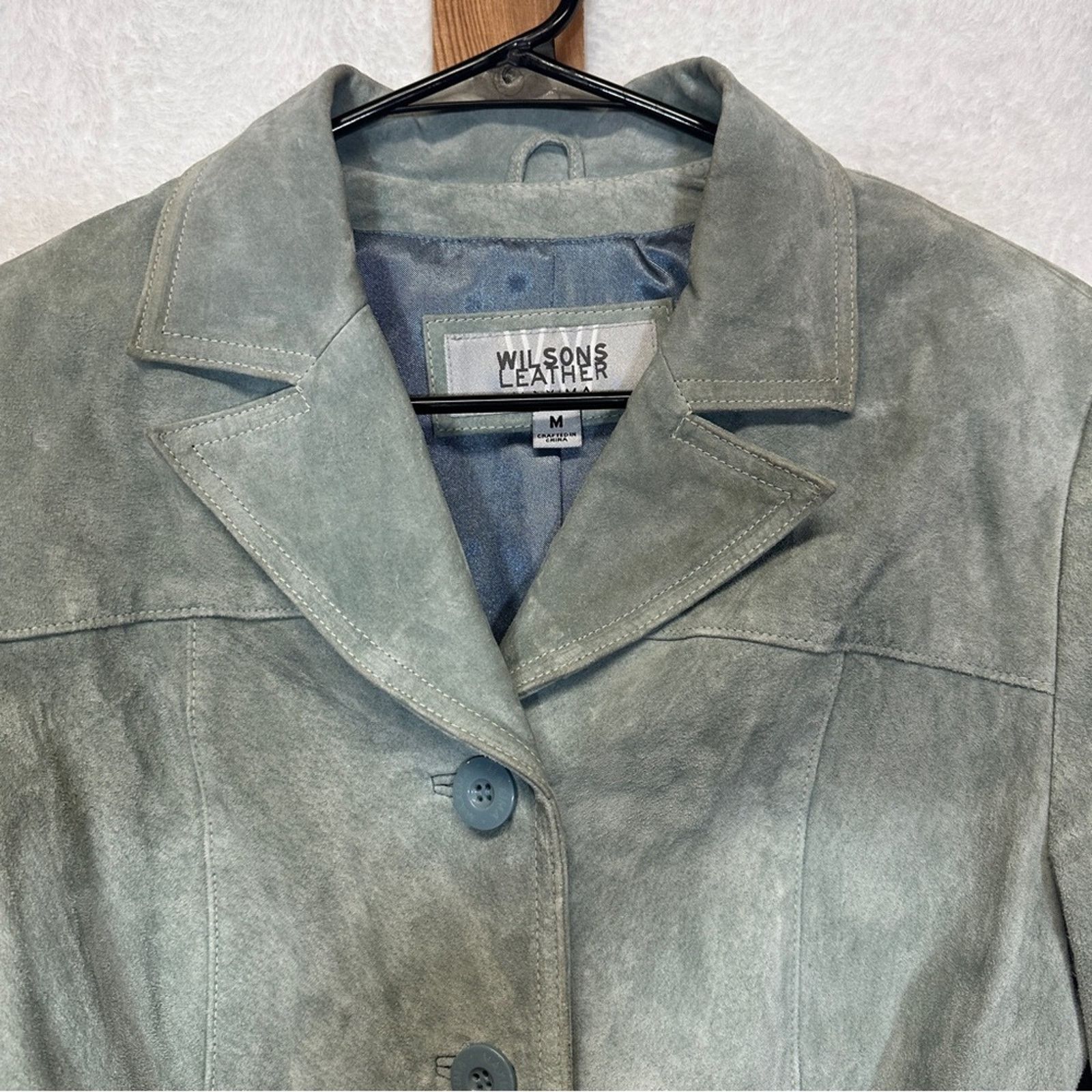 Wilsons Leather Wilsons Leather Light Green Long Sleeve Button Jacket Sz M Size M / US 6-8 / IT 42-44 - 3 Thumbnail