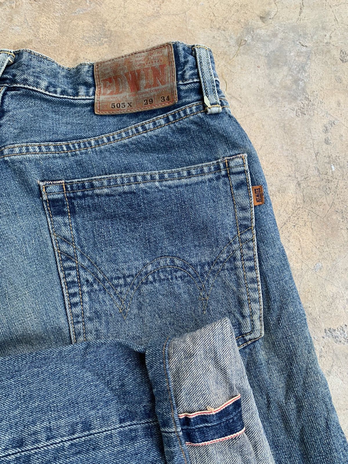 Edwin × Vintage Edwin 505X Selvedge distressed denim Size US 29 - 6 Thumbnail