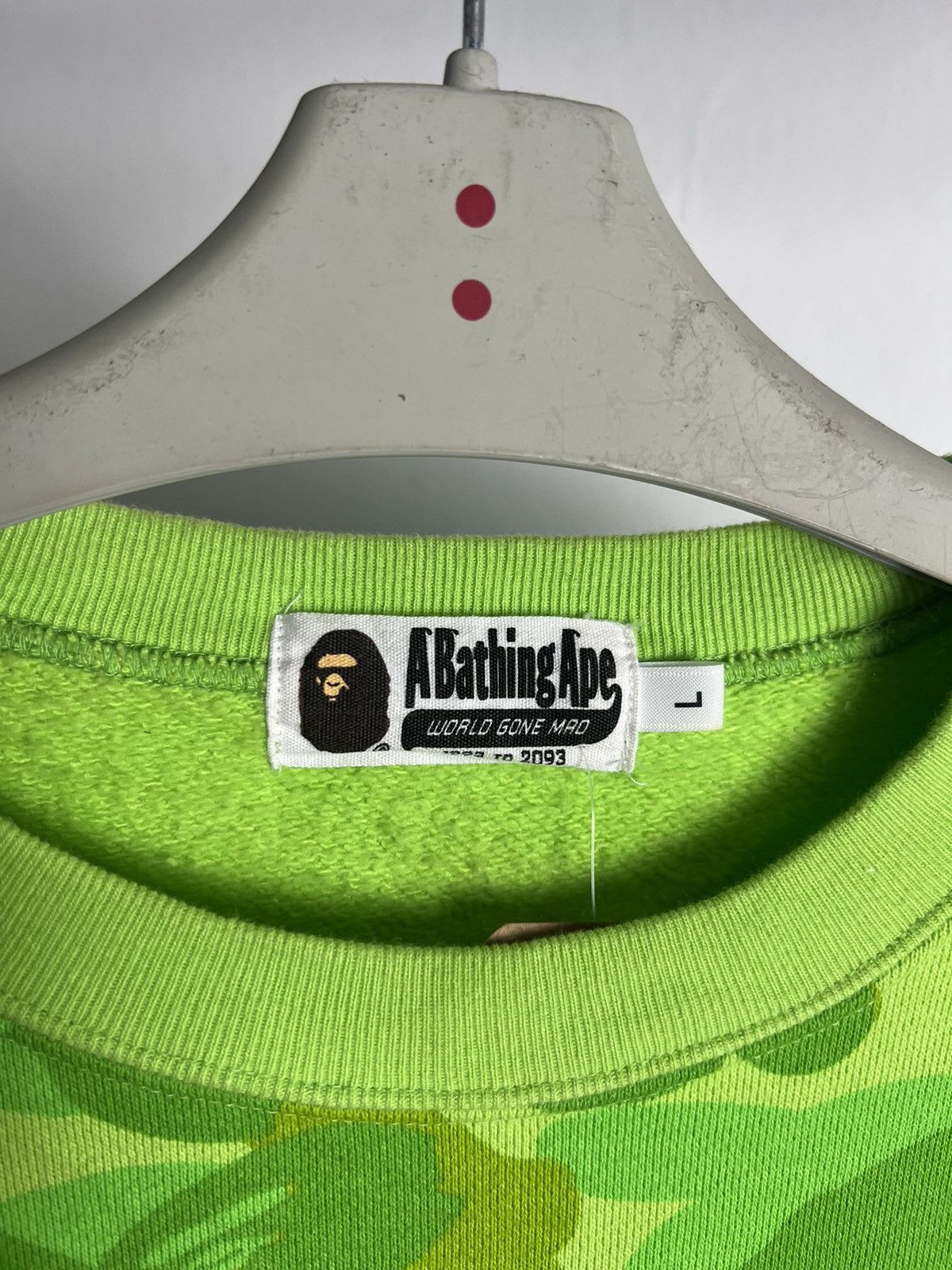 Bape SS15 Bape Camouflage Neon Green Crewneck Size US L / EU 52-54 / 3 - 4 Thumbnail