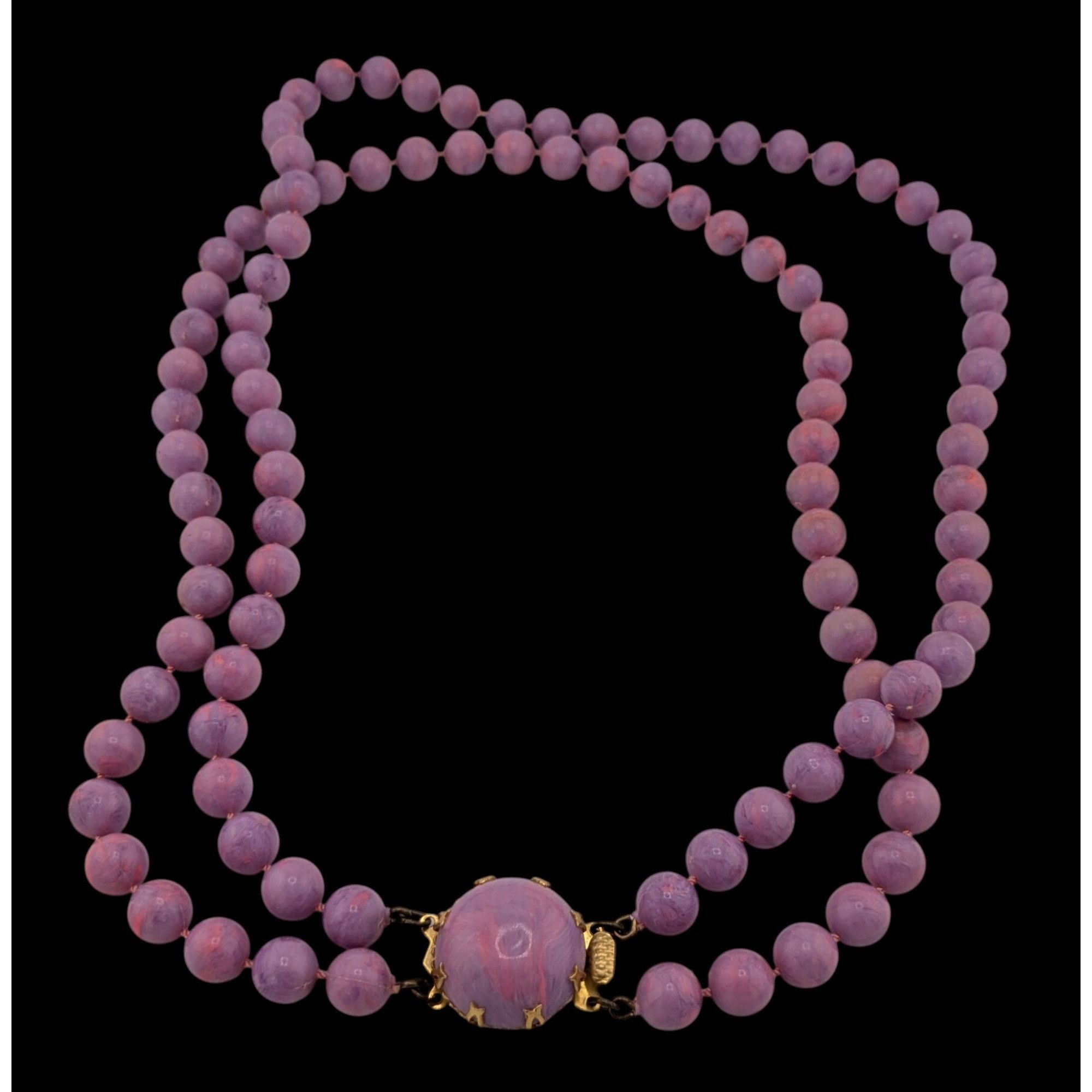 Other Vintage Midcentury Purple And Pink Swirl Layered Necklace Size ONE SIZE - 2 Thumbnail