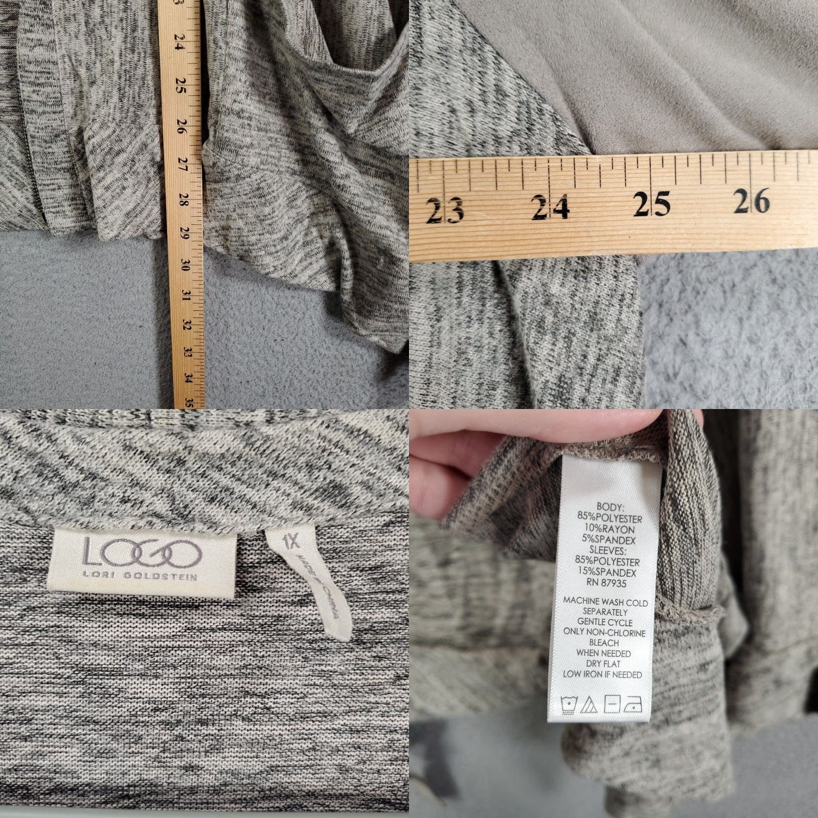 Vintage LOGO Lori Goldstein Full Zip Cardigan Jacket Womens Size 1X Gray Beige Flowy Size XL / US 12-14 / IT 48-50 - 8 Thumbnail