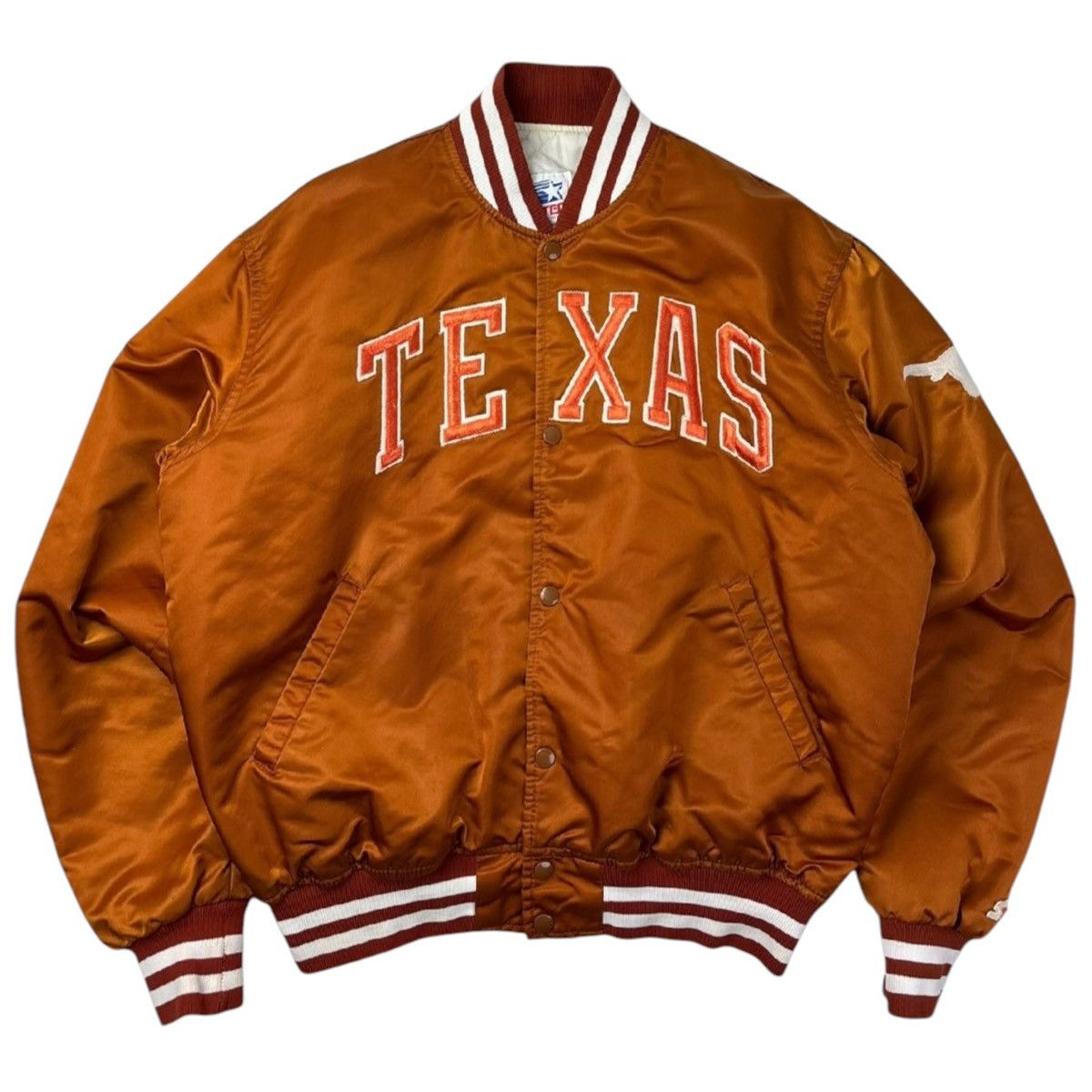 Starter Vintage ‘80s Starter Texas Longhorns Satin Button Up Jacket Size US XL / EU 56 / 4 - 1 Thumbnail