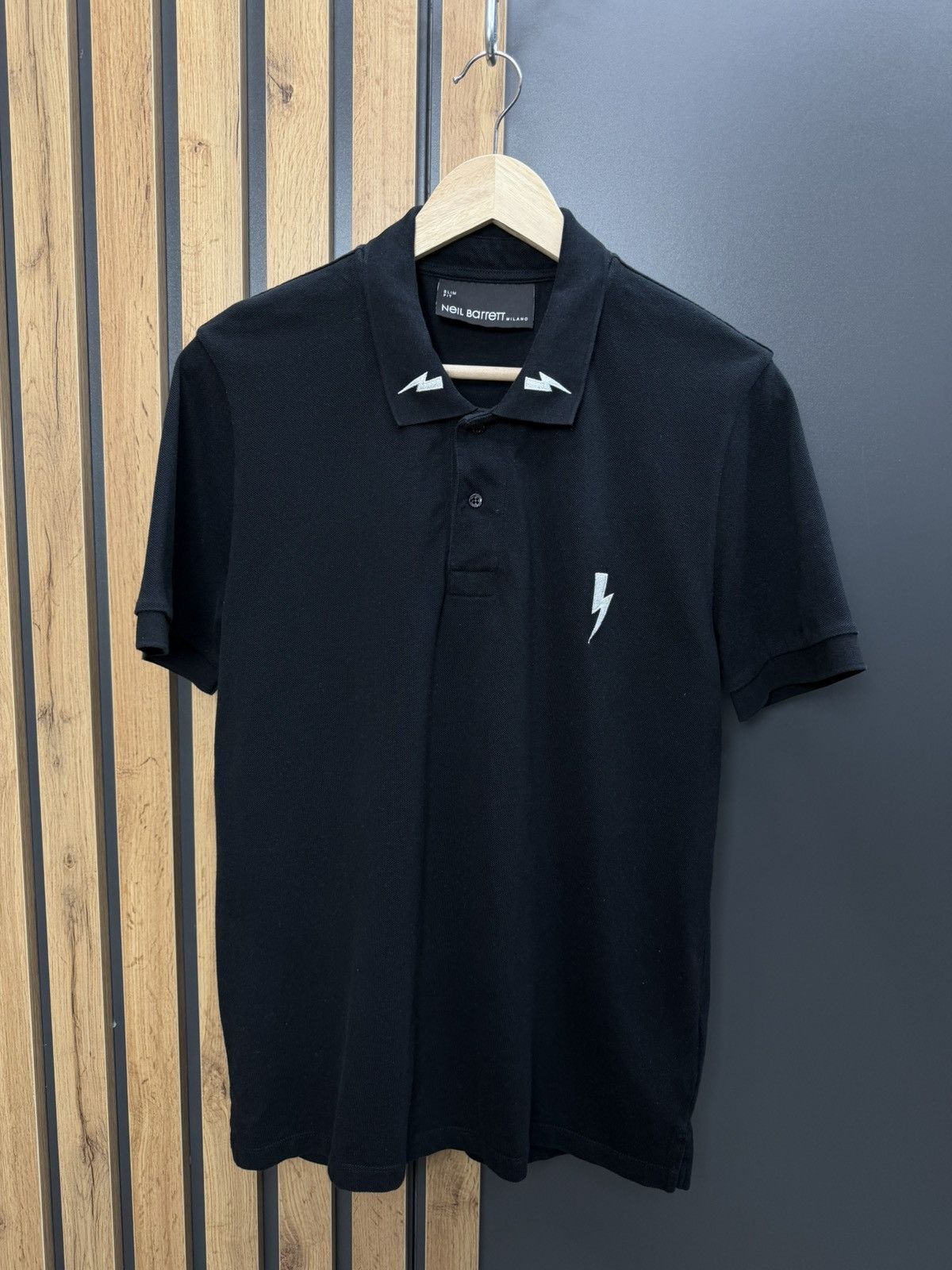 Neil Barrett Neil Barrett Black Polo Lightning Bolt Size M Slim Fit Size US M / EU 48-50 / 2 - 5 Thumbnail