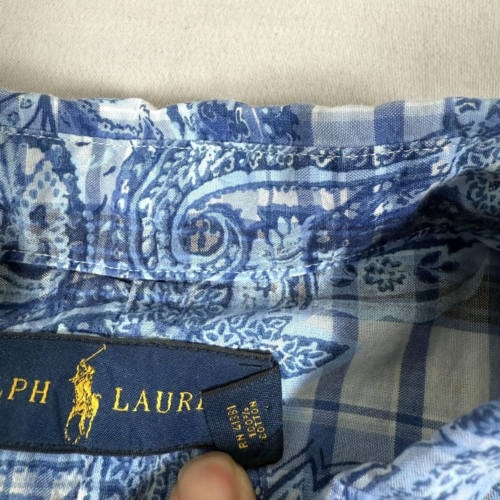 Polo Ralph Lauren Polo Ralph Lauren Shirt Mens XLT Blue Paisley Floral Button Up Cotton Beach Size US XL / EU 56 / 4 - 7 Thumbnail
