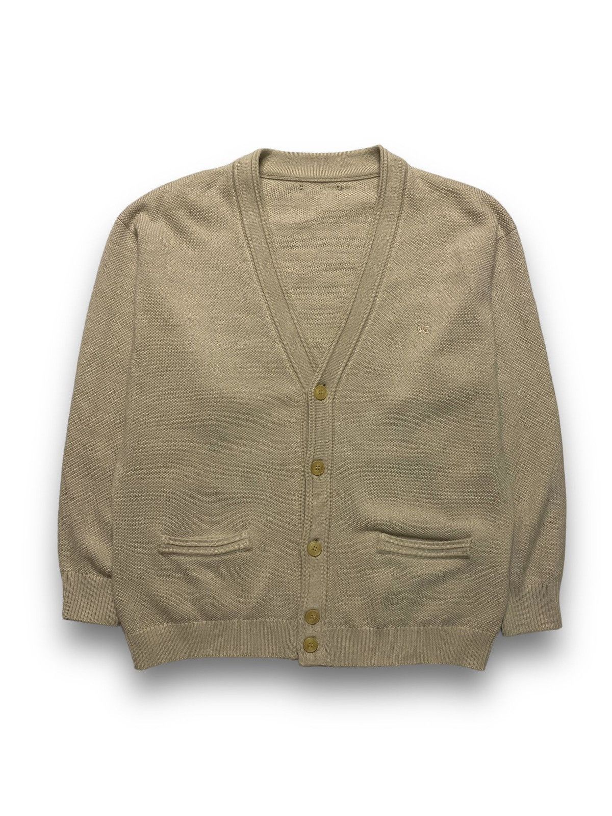 image of Burberry Beige Cardigan Embroidered Logo Vintage Y2K, Women's (Size XL)