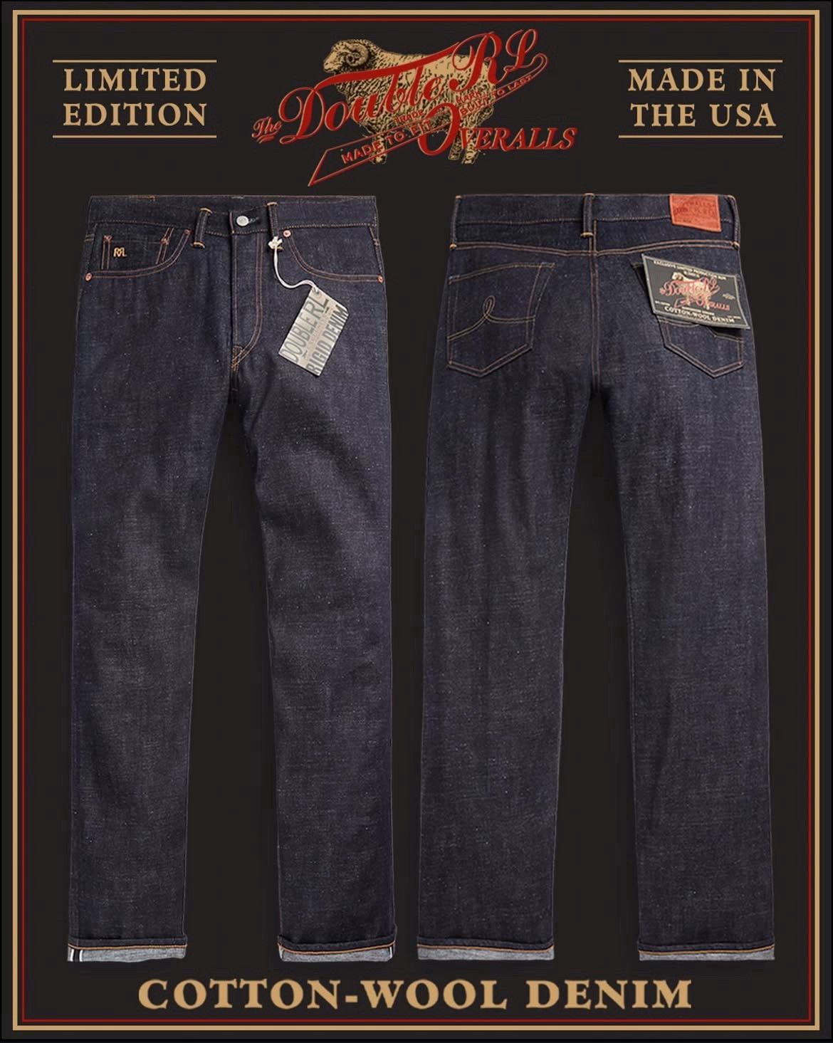 RRL Ralph Lauren RIGID LIMITED EDITION 12oz SELVEDGE WOOL COTTON DENIM 29x30 Size US 29 - 1 Thumbnail