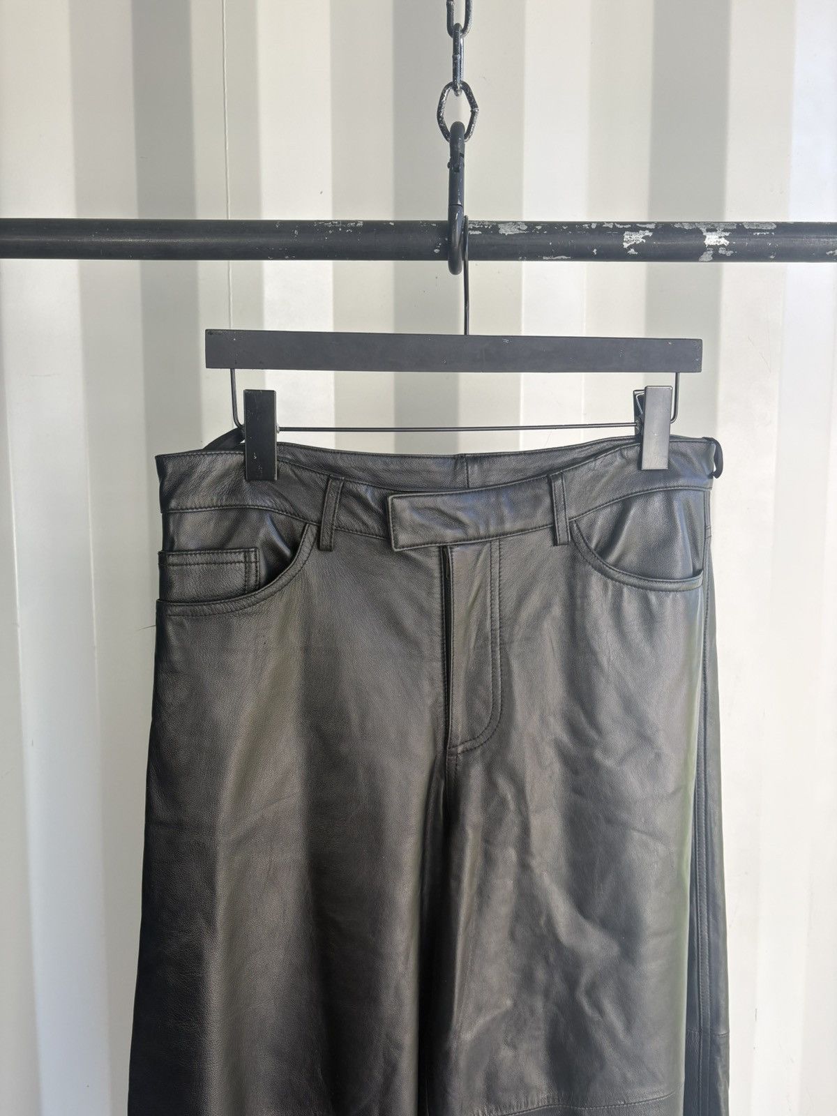 Jean Paul Gaultier Wide Leg Flare Leather Pants Size US 32 / EU 48 - 4 Thumbnail