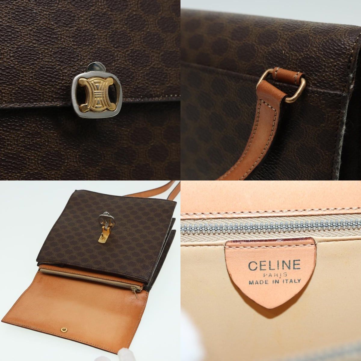 Celine CELINE Macadam Canvas Shoulder Bag Pvc Leather Brown Size ONE SIZE - 11 Thumbnail
