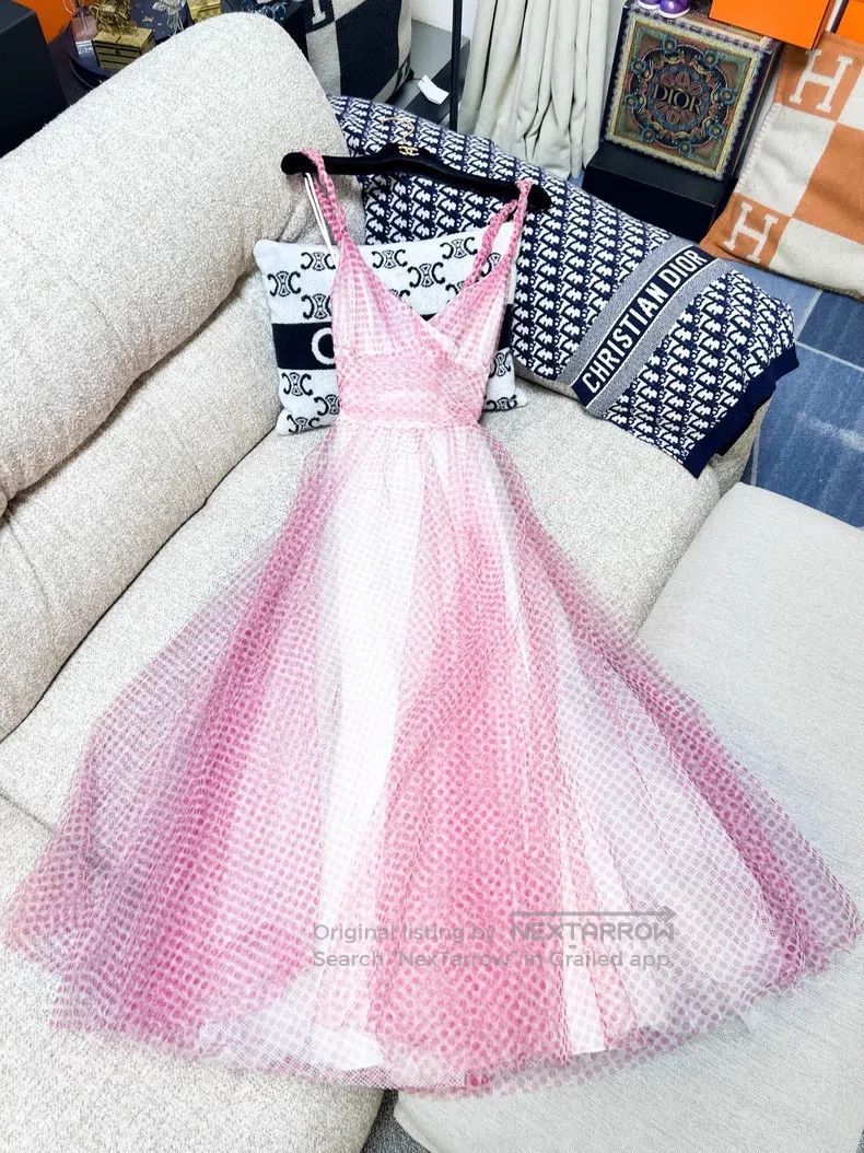Chanel Chanel Pink polka dot gauze skirt dress dress Size XS / US 0-2 / IT 36-38 - 3 Thumbnail