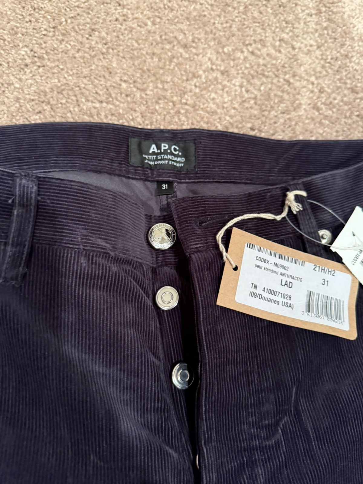 A.P.C. Dark Blue/Black Corduroy APC Pants Size US 31 - 2 Thumbnail