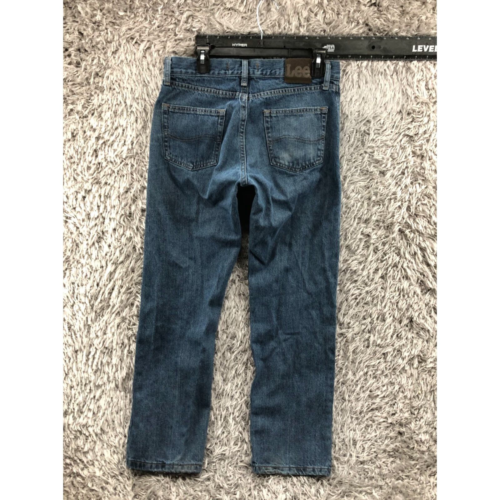 Lee Lee Regular Straight Jeans 31x30 Mens Mid Rise Blue Wash Denim 5-Pocket Belt Loops Slim Fit Size US 31 - 5 Thumbnail