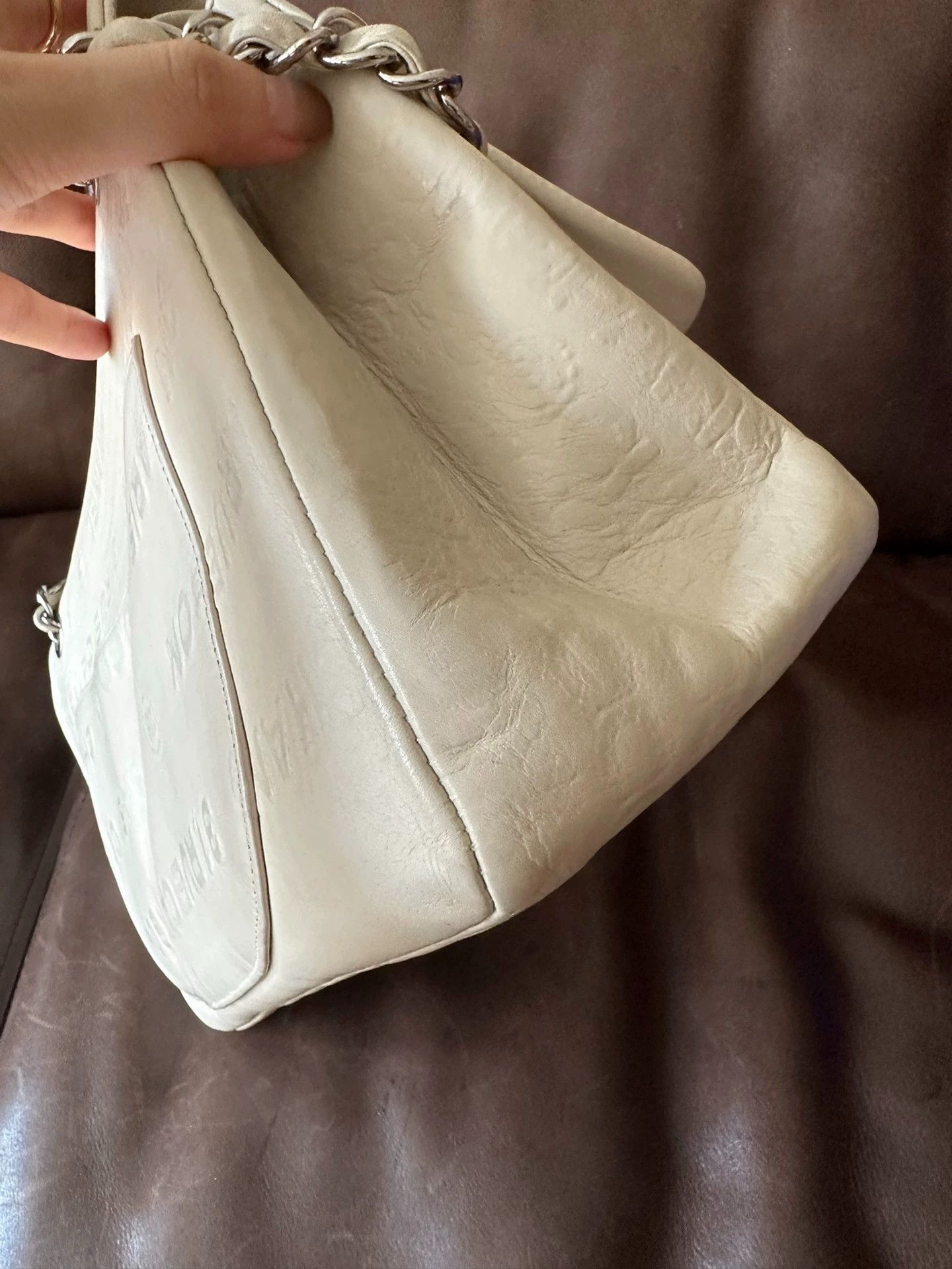 Chanel Chanel 2.55 Flap Bag Ivory Silver Embossed Letter Size ONE SIZE - 8 Thumbnail