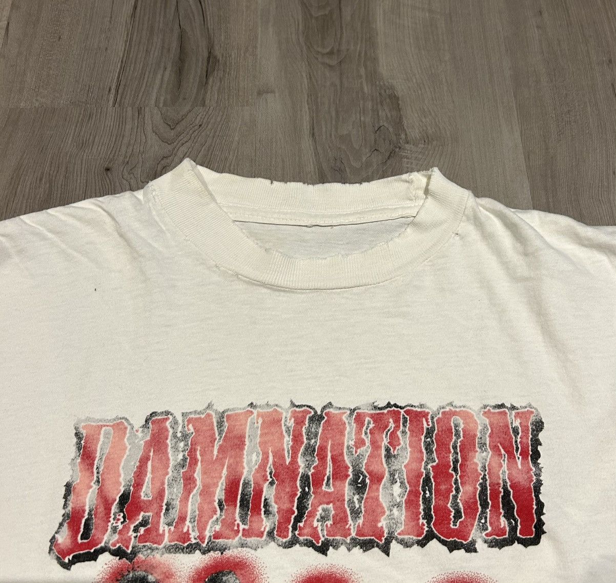 Band Tees × Vintage Vintage Single Stitch Damnation Distressed Band T Shirt Size US XL / EU 56 / 4 - 3 Thumbnail
