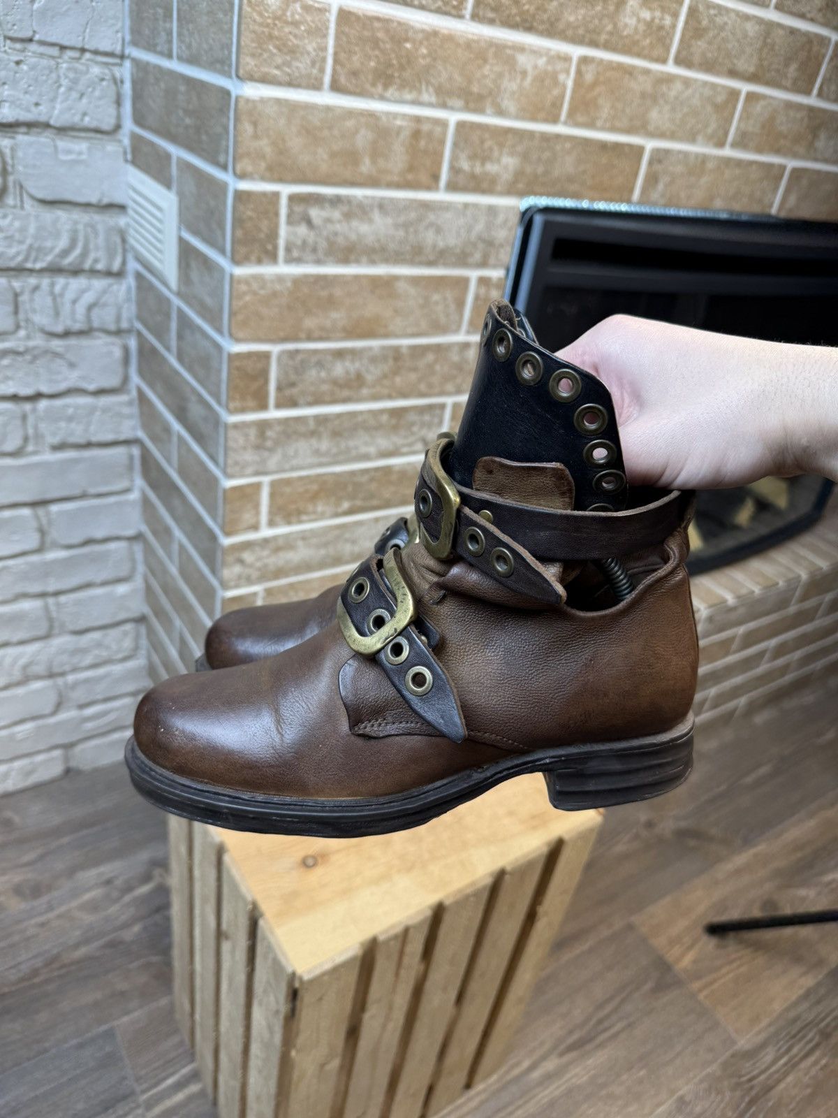 A.S.98 A.S.98 Airstep Brown Leather Biker Boots Size US 6 / IT 36 - 6 Thumbnail