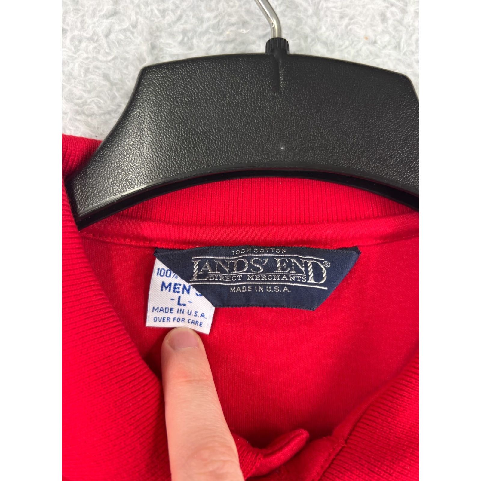 Lands' End Lands' End Polo Shirt Mens Large Red Waffle Knit Pattern Golf Golfer Work Wear Size US L / EU 52-54 / 3 - 3 Thumbnail
