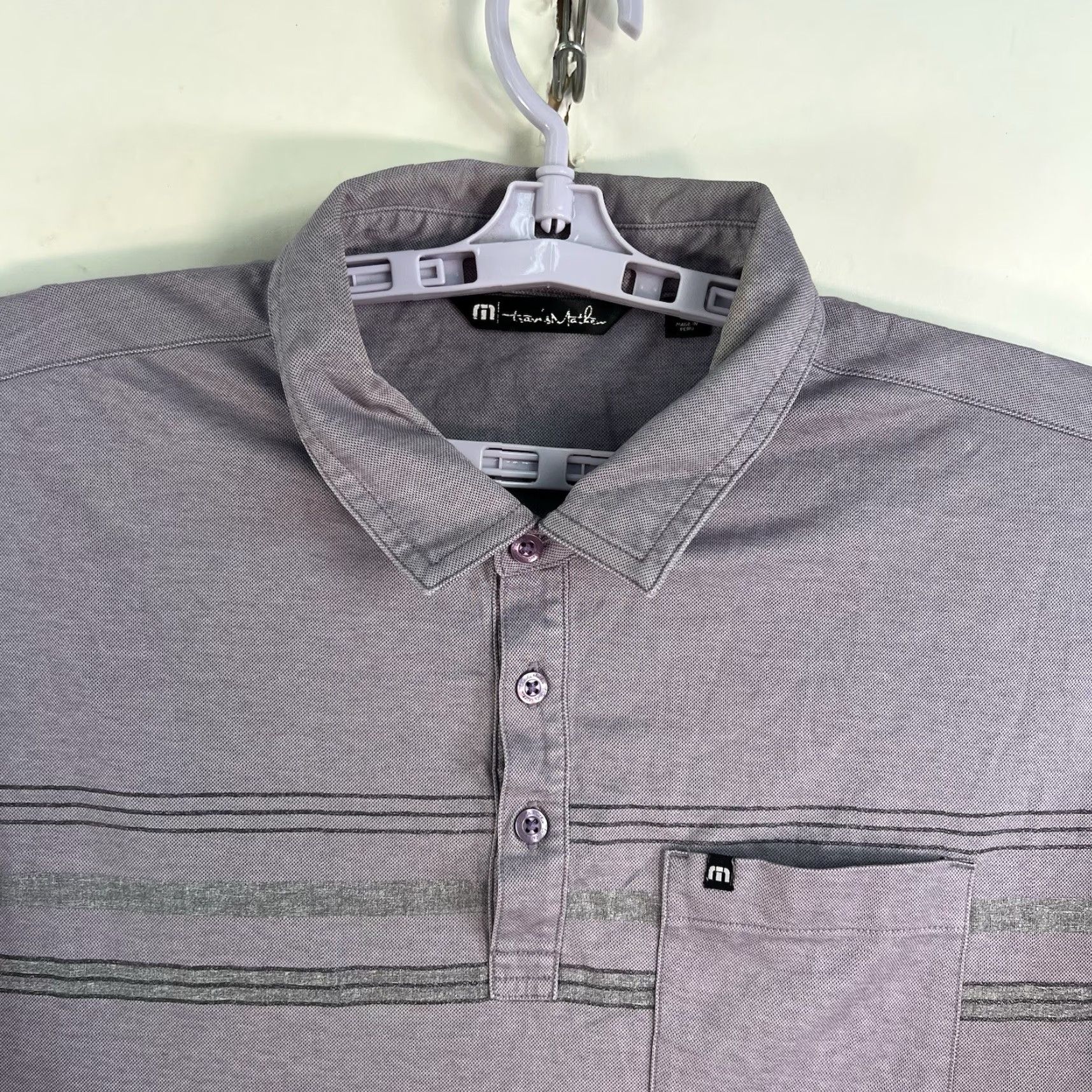 TravisMathew Travis Matthew Shirt Polo Men’s XL Teal Mauve Purple Striped Short Sleeve Size US XL / EU 56 / 4 - 4 Thumbnail