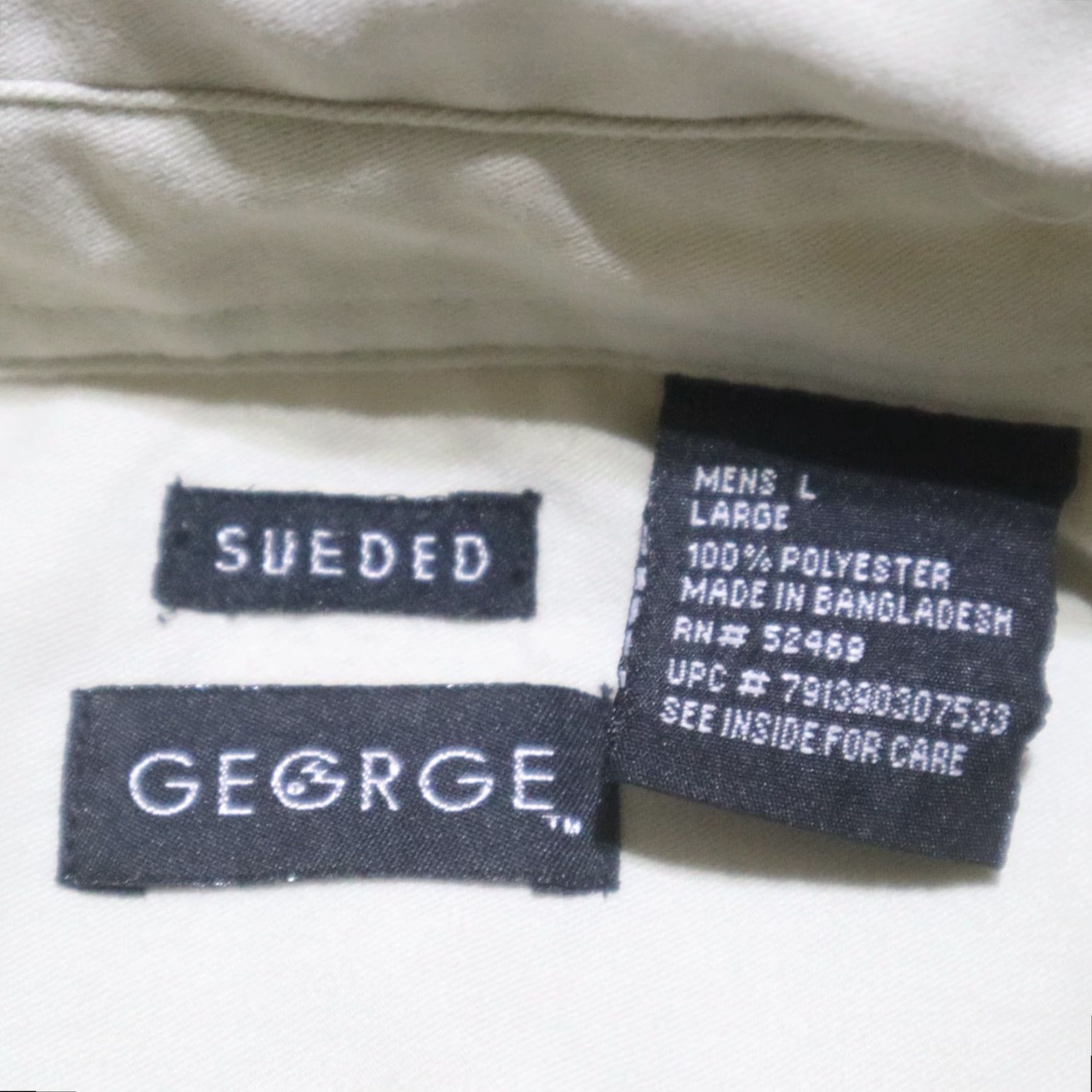 George George Shirt Mens M Beige Suede Button-Up Pocket Collared L Large Size US M / EU 48-50 / 2 - 3 Thumbnail
