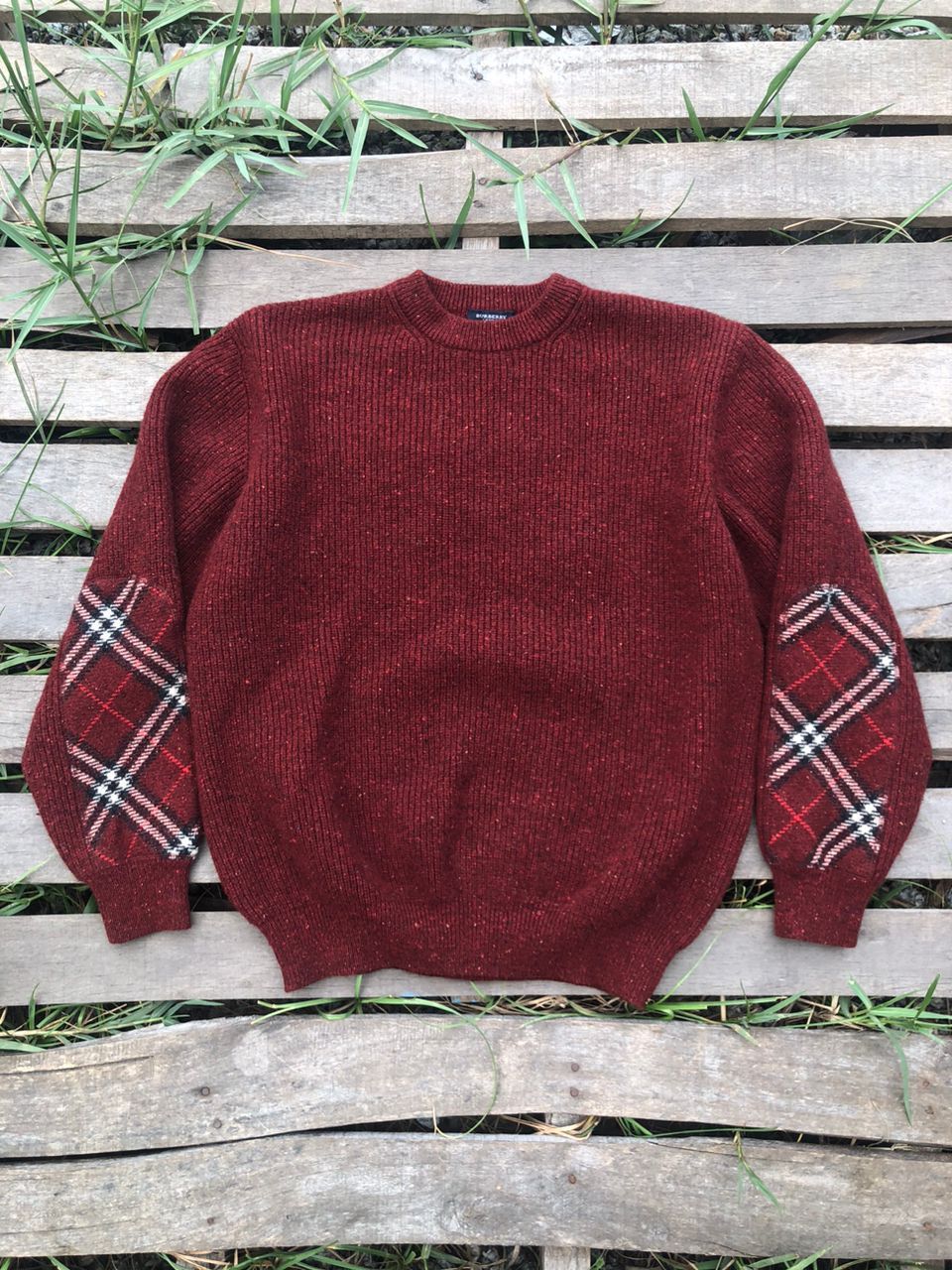 Burberry Burberry London Knit Sweaters Maroon Nova Check Size US M / EU 48-50 / 2 - 1 Thumbnail