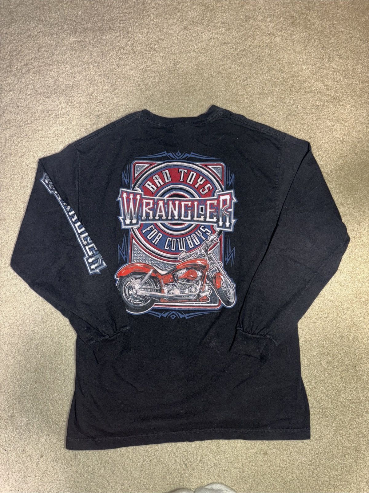 Vintage × Wrangler Vintage 90s Y2K Wrangler Black Long Sleeve Biker T-Shirt L Size US L / EU 52-54 / 3 - 1 Thumbnail