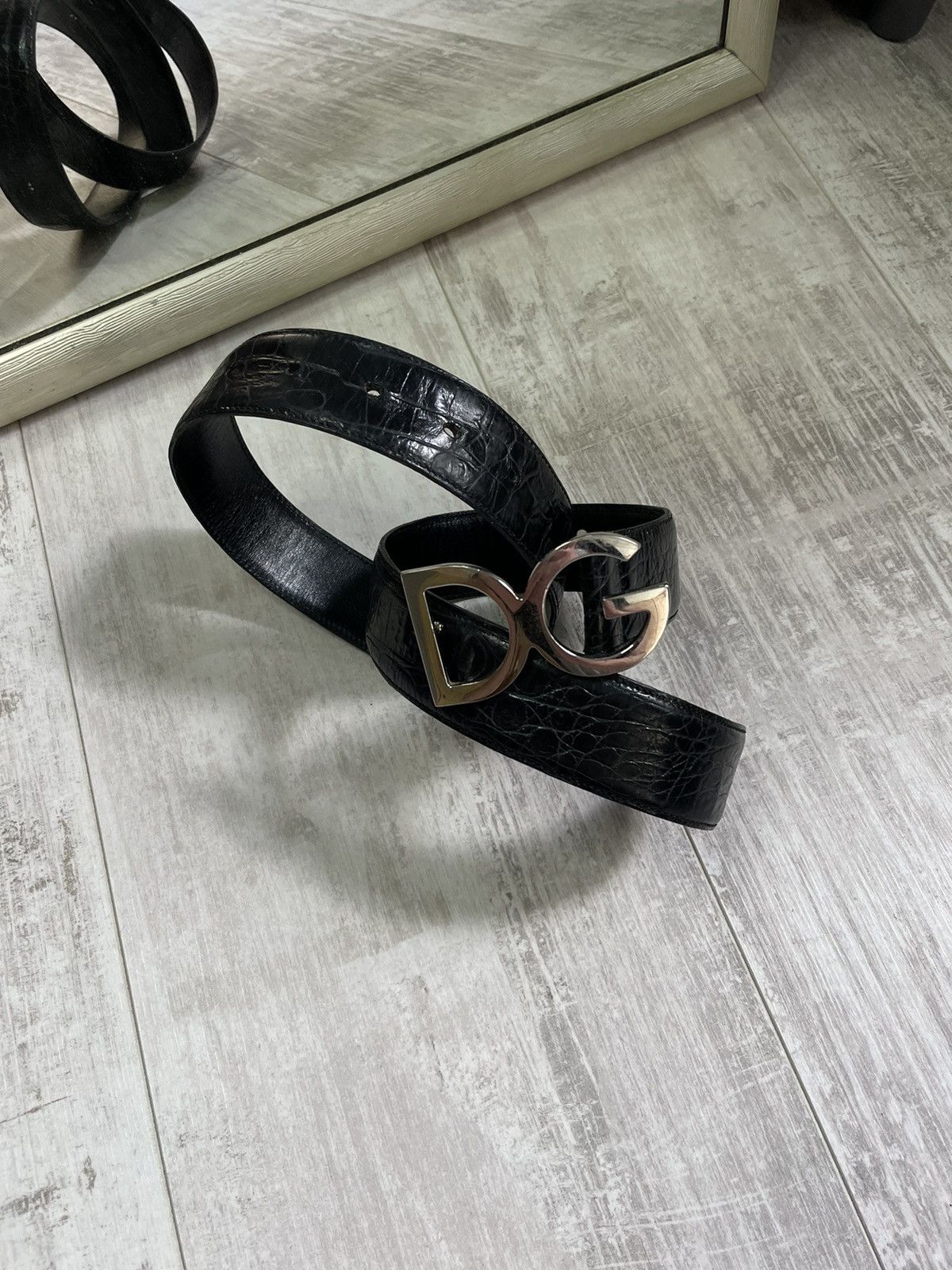 Dolce & Gabbana Dolce & Gabbana Black Leather Belt DG Metal Logo RARE Size ONE SIZE - 3 Thumbnail