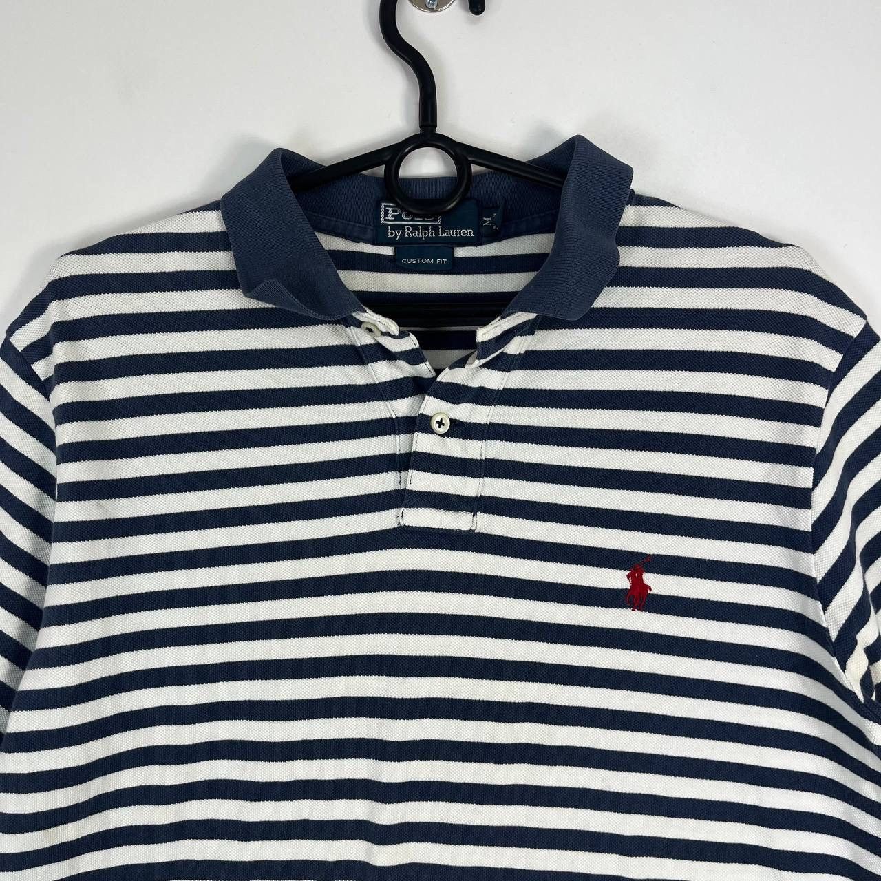 Polo Ralph Lauren Polo Ralph Lauren Striped Polo Shirt Custom Fit Navy White Size US M / EU 48-50 / 2 - 3 Thumbnail