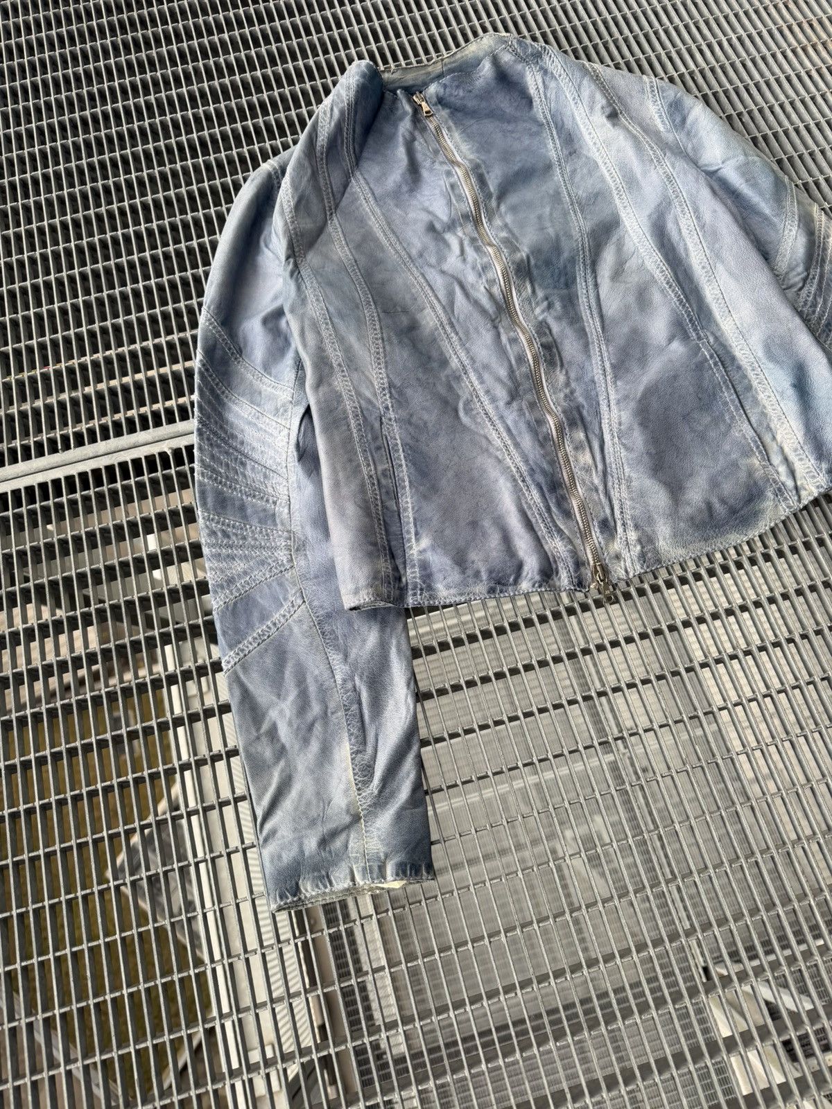 John Richmond John Richmond Lamb Skin Leather Washed Blue Jacket Size US S / EU 44-46 / 1 - 3 Thumbnail