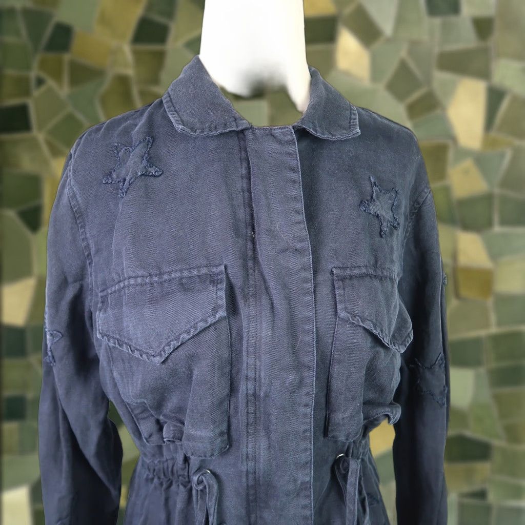 Rails Rails Lancaster Indigo Stars Navy Zip Front Utility Jacket S Women Linen Lyocell Long Sleeve Git Patriot Fall Spring Size S / US 4 / IT 40 - 1 Thumbnail