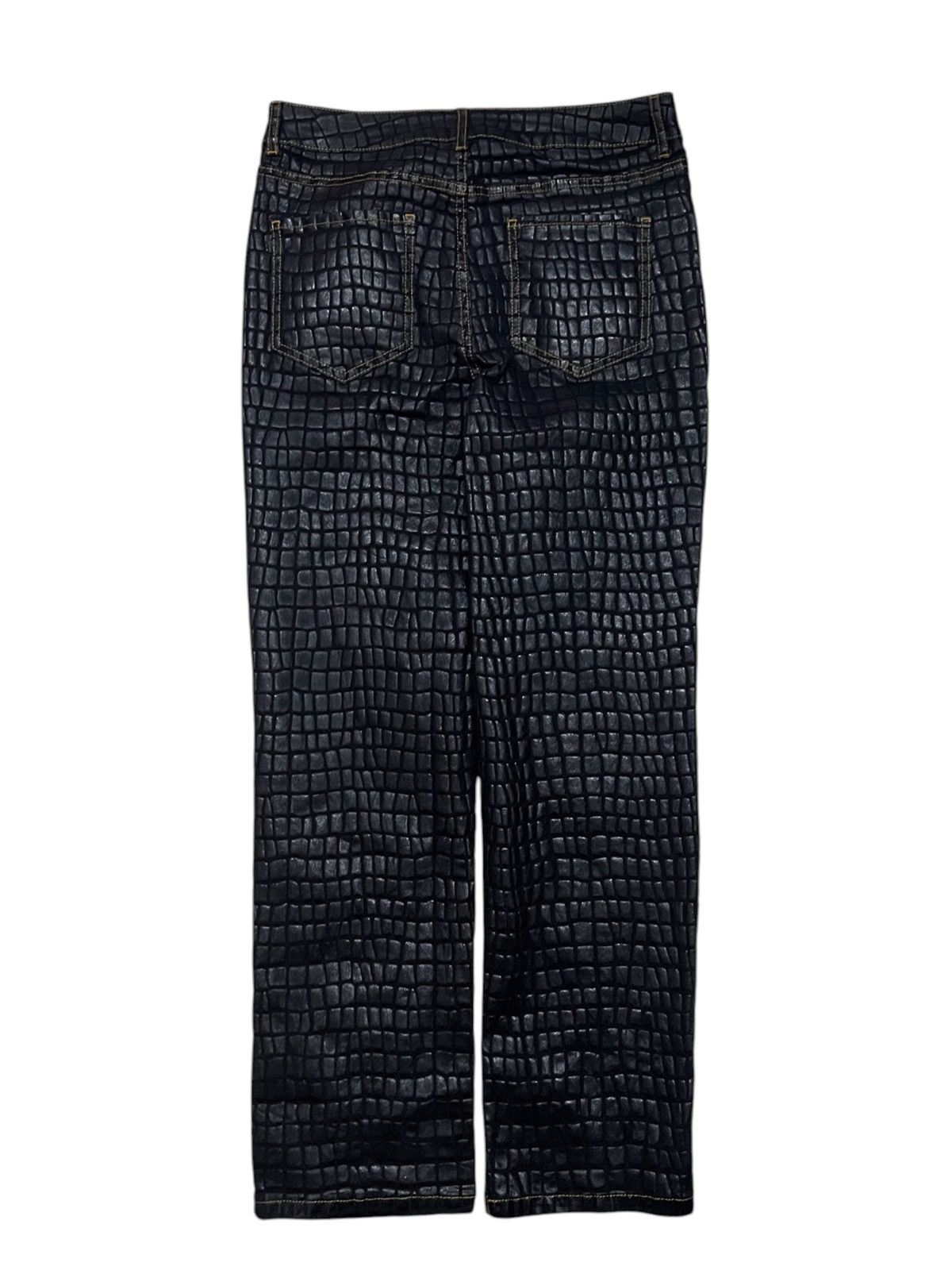 The Unbranded Brand Asos Black Crocodile Print Effect Obscure Pants Size US 32 / EU 48 - 2 Thumbnail