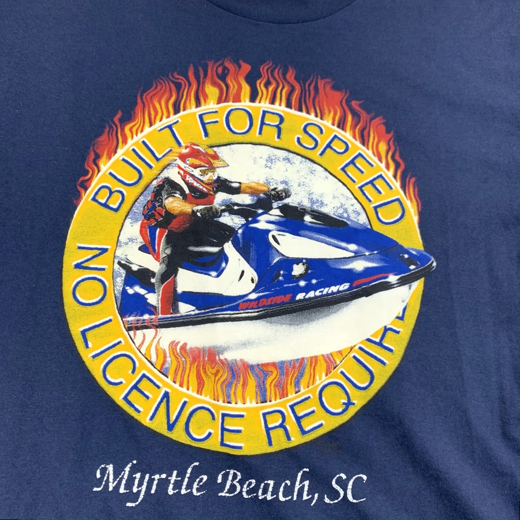 Fruit Of The Loom VINTAGE Jet Ski Shirt Adult XL Blue Built For Speed 90s Flames USA Mens Size US XL / EU 56 / 4 - 2 Thumbnail