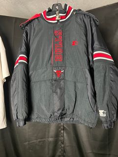 GRAIL 🔥🔥 Vintage 90's Chicago Bulls STARTER 1/4 Zip Pullover Quilt Jacket  L