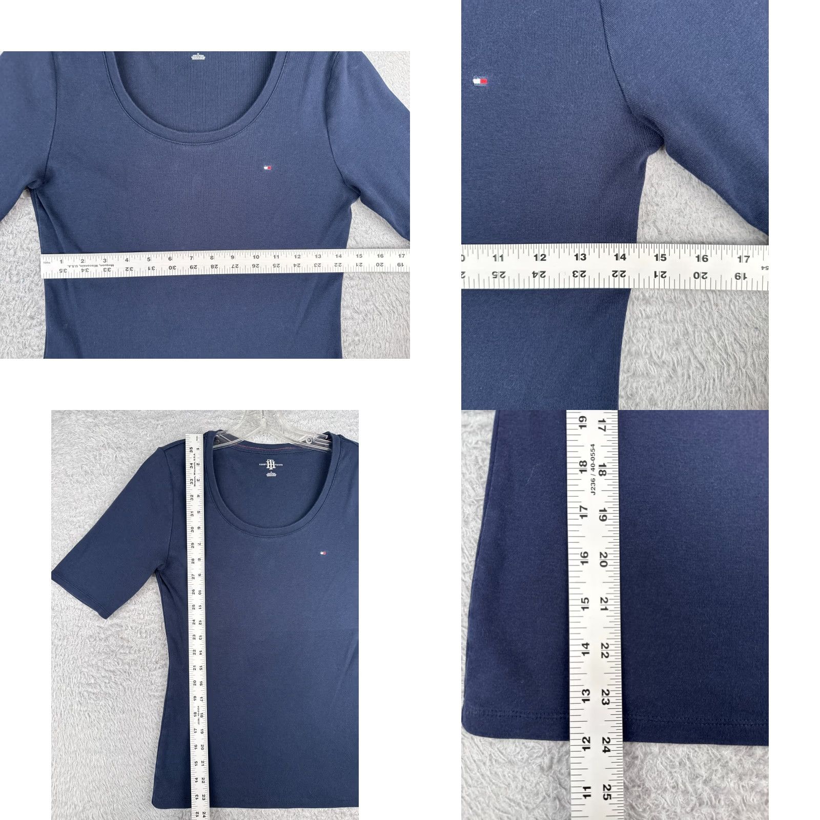 Tommy Hilfiger Tommy Hilfiger Shirt Women Medium Blue Short Sleeve Scoop Neck Cotton Blend Polo Casual Workwear Embroidered Size M / US 6-8 / IT 42-44 - 8 Thumbnail